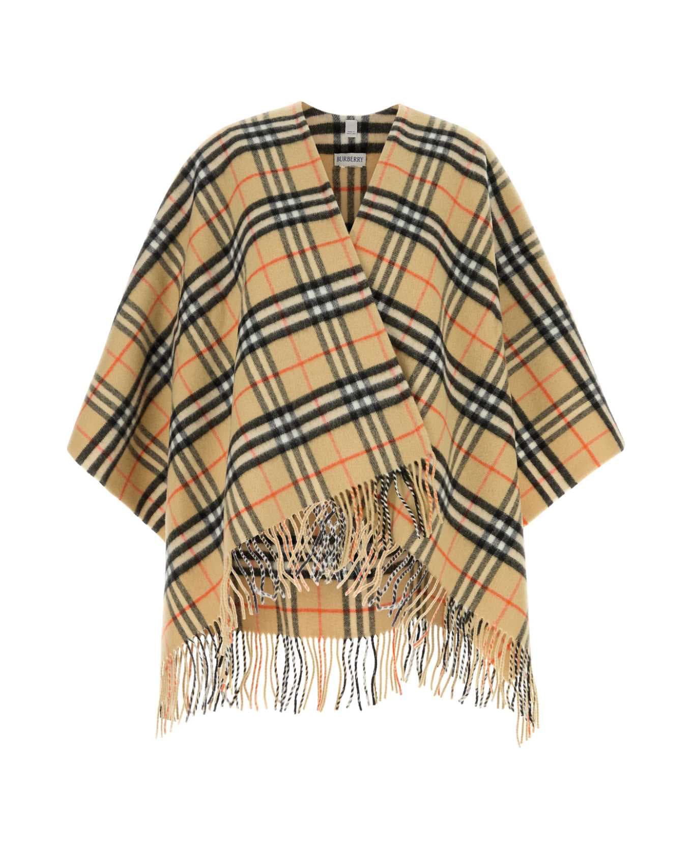 Burberry Embroidered Wool Blend Cape - SAND
