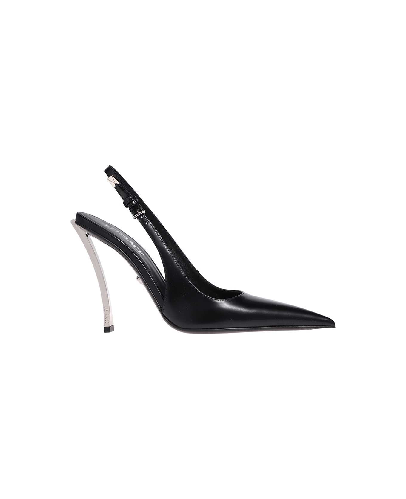 Versace Leather Slingback Pumps - black
