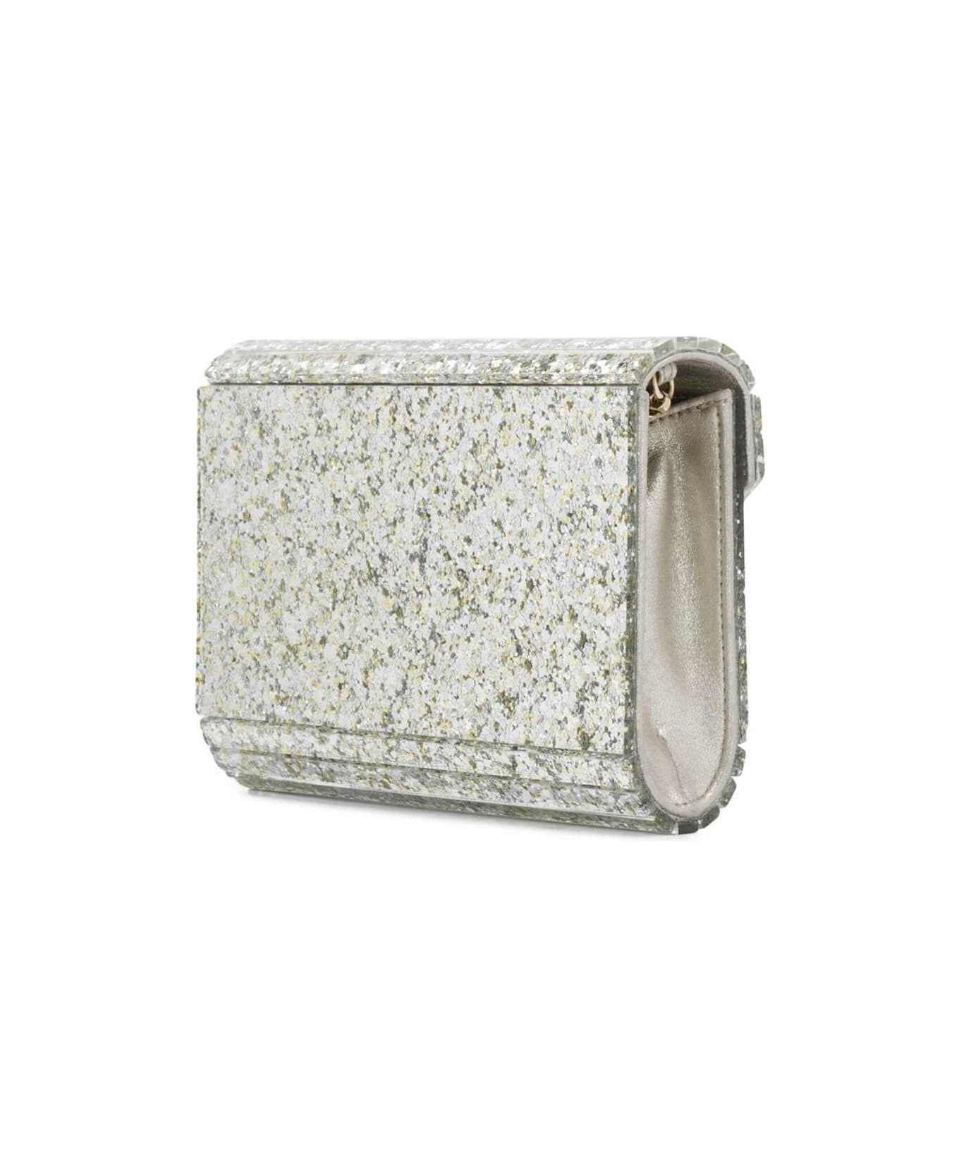 Jimmy Choo 
candy
 Champagne Clutch Bag With All-over Coarse Glitter In Acrylic Woman Jimmy Choo - Metallic