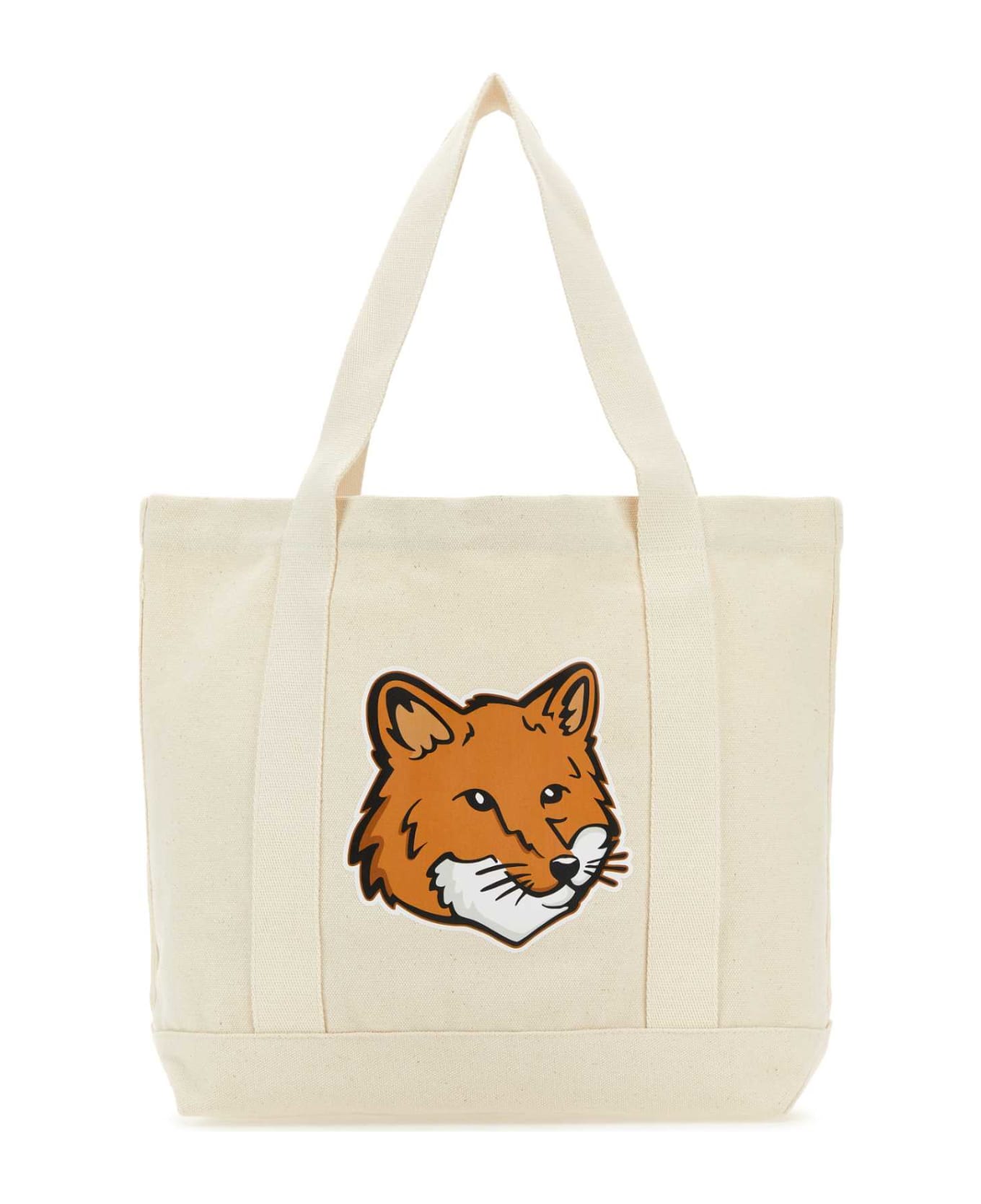 Maison Kitsuné Ivory Canvas Fox Head Shopping Bag - ECRU