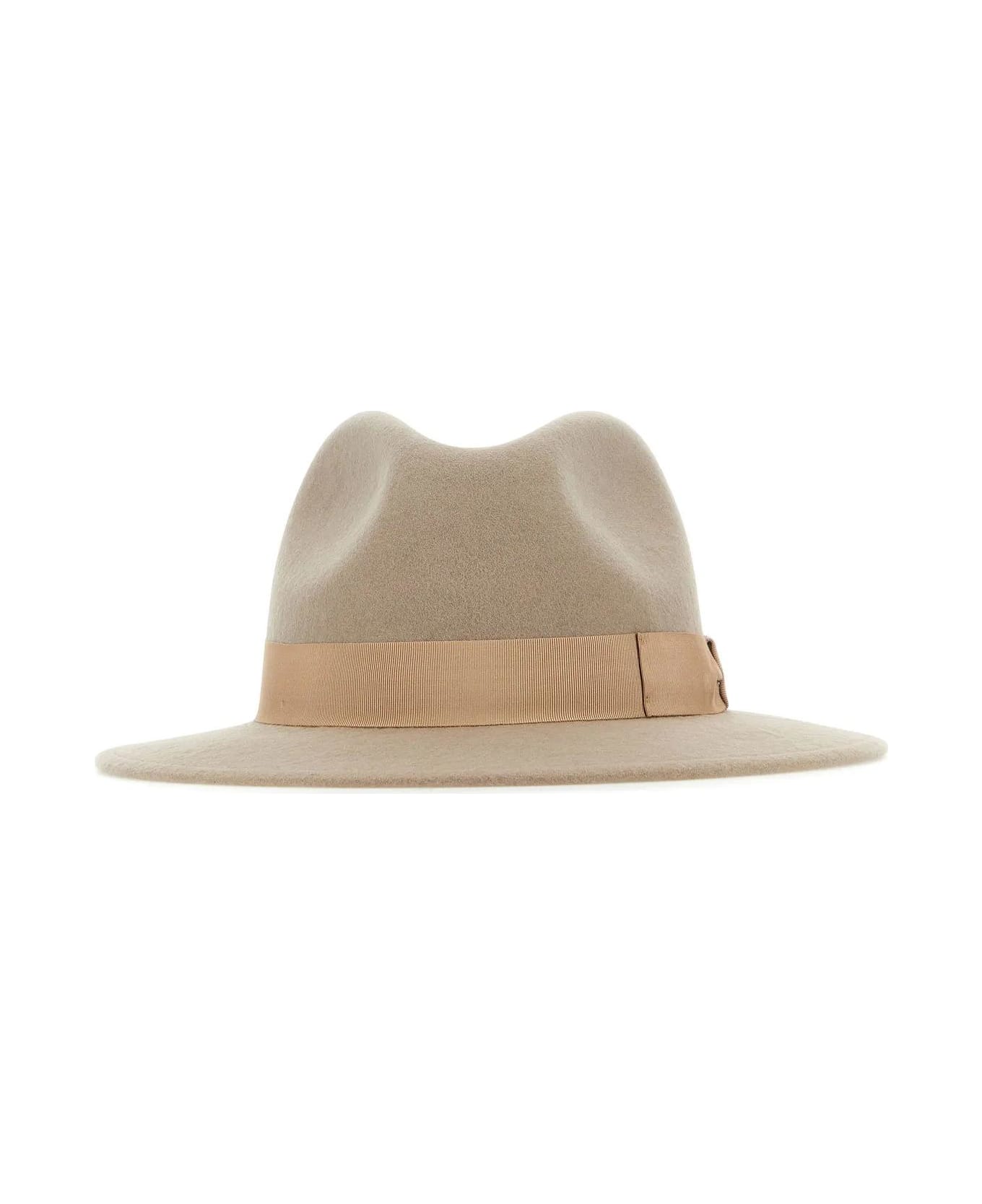 Borsalino Cappuccino Velour Hat - BEIGE