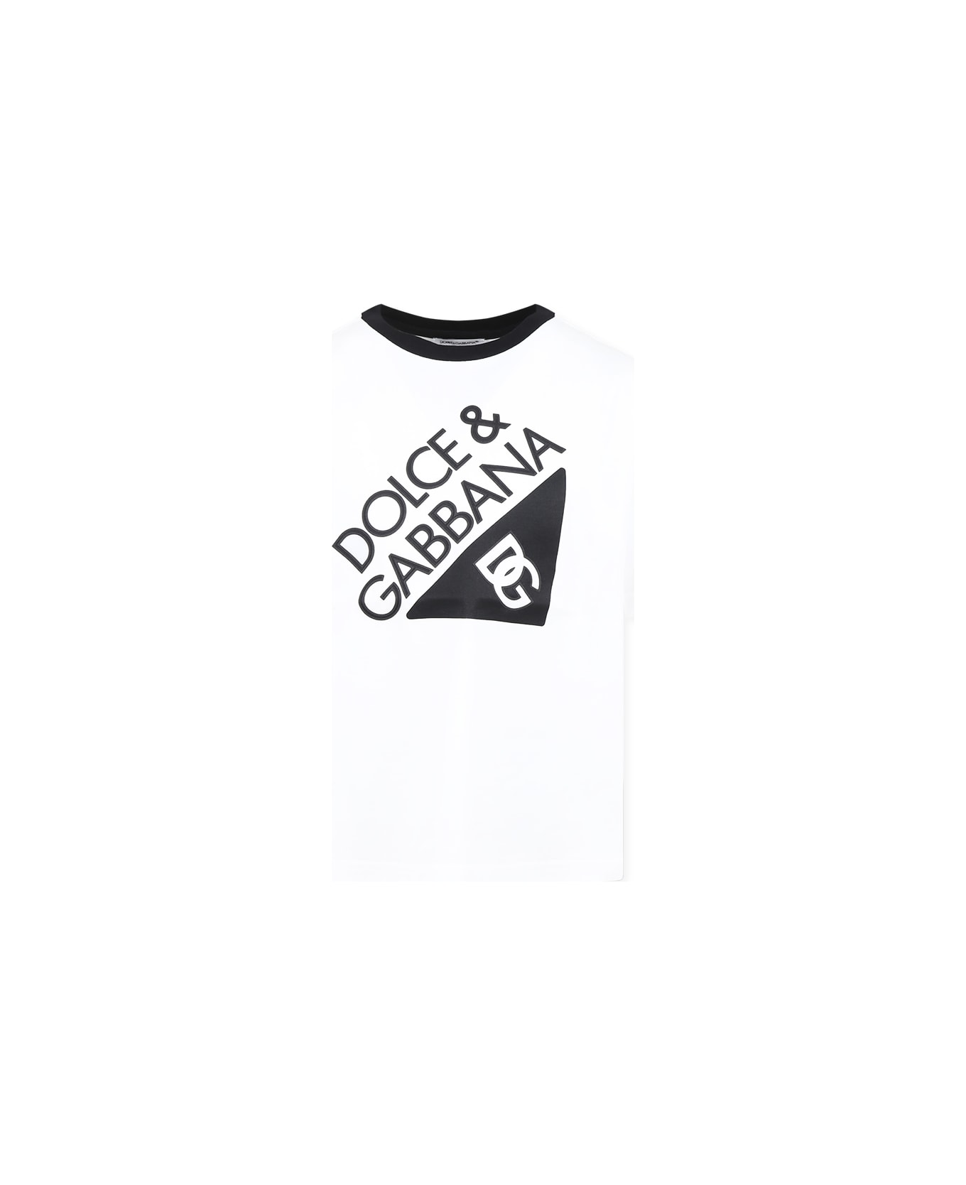 Dolce & Gabbana White T-shirt For Kids With Logo - White