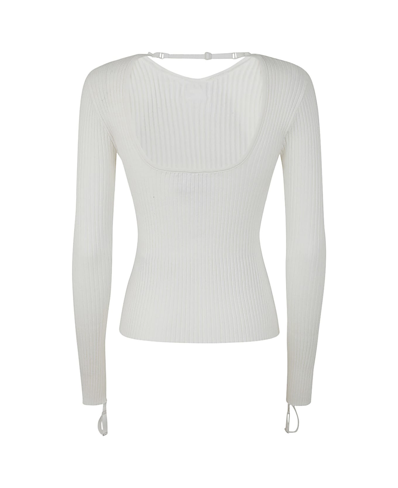 Courrèges Elastic Wrists Rib Knit Sweater - Heritage White