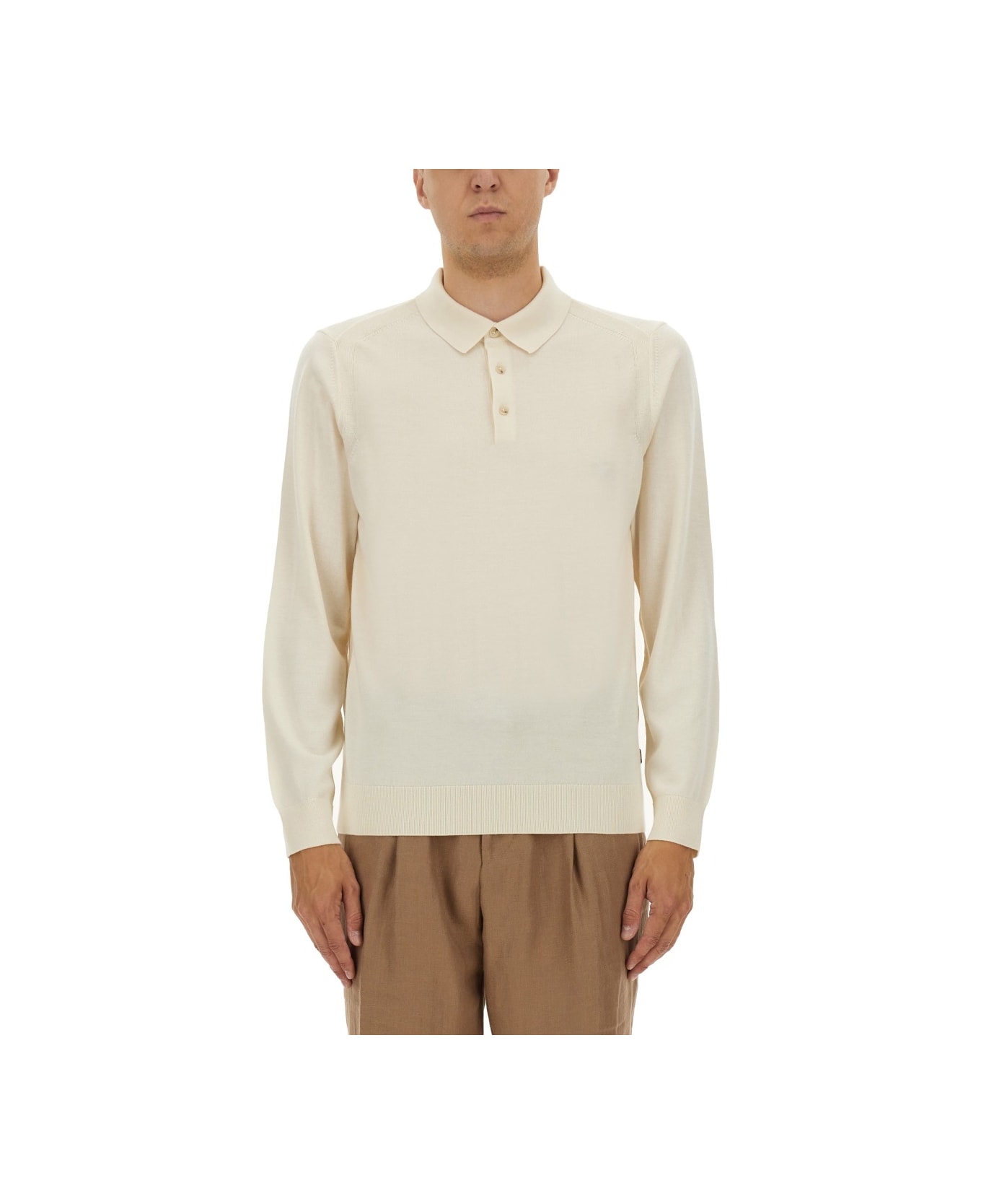 Hugo Boss Knitted Polo. - IVORY