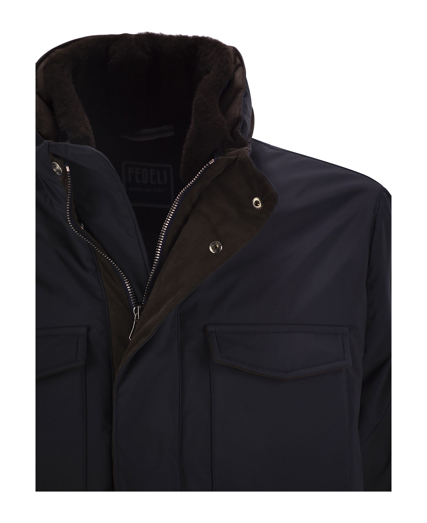 Fedeli Trieste - Rain Jacket And Shearling. - Blue