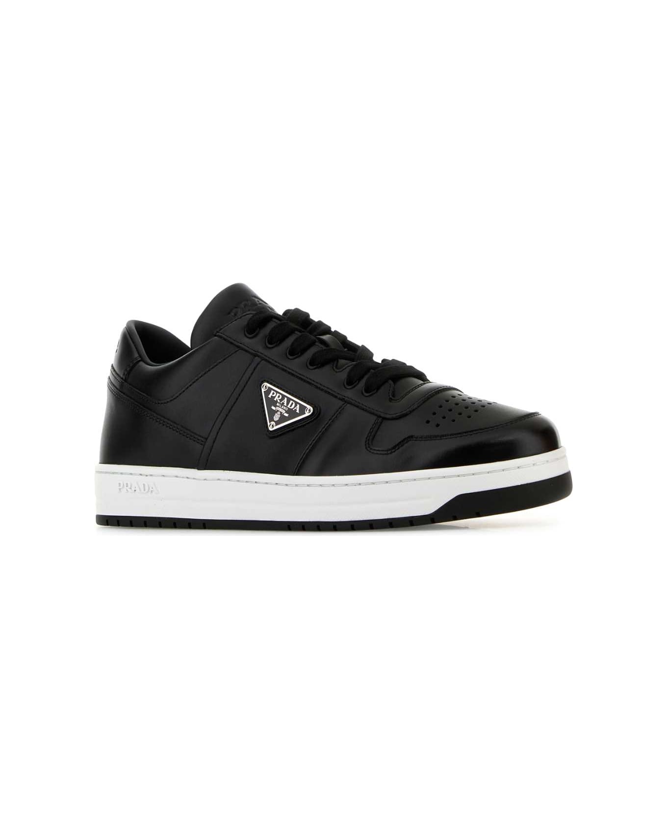 Prada Black Leather Downtown Sneakers - NERO
