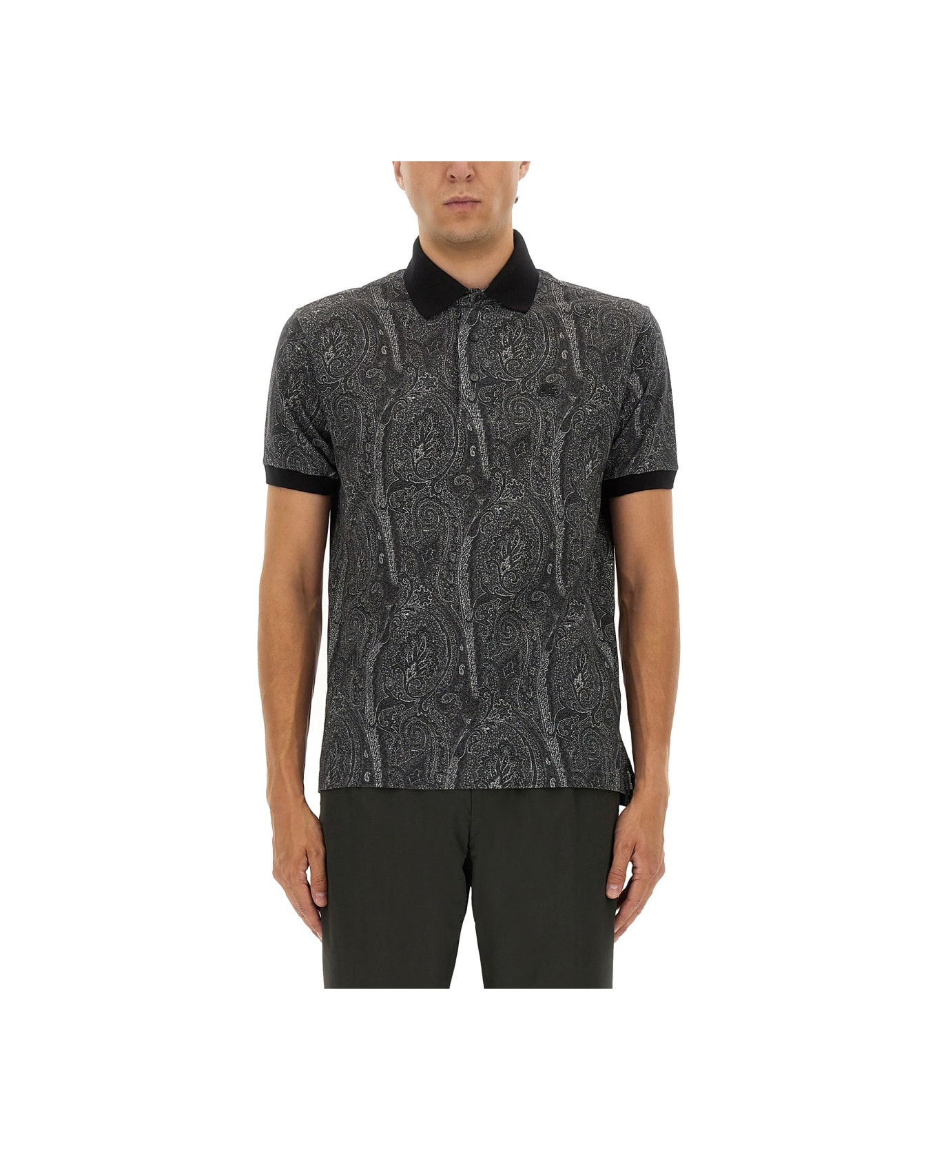 Etro Polo Shirt With Print - BLACK