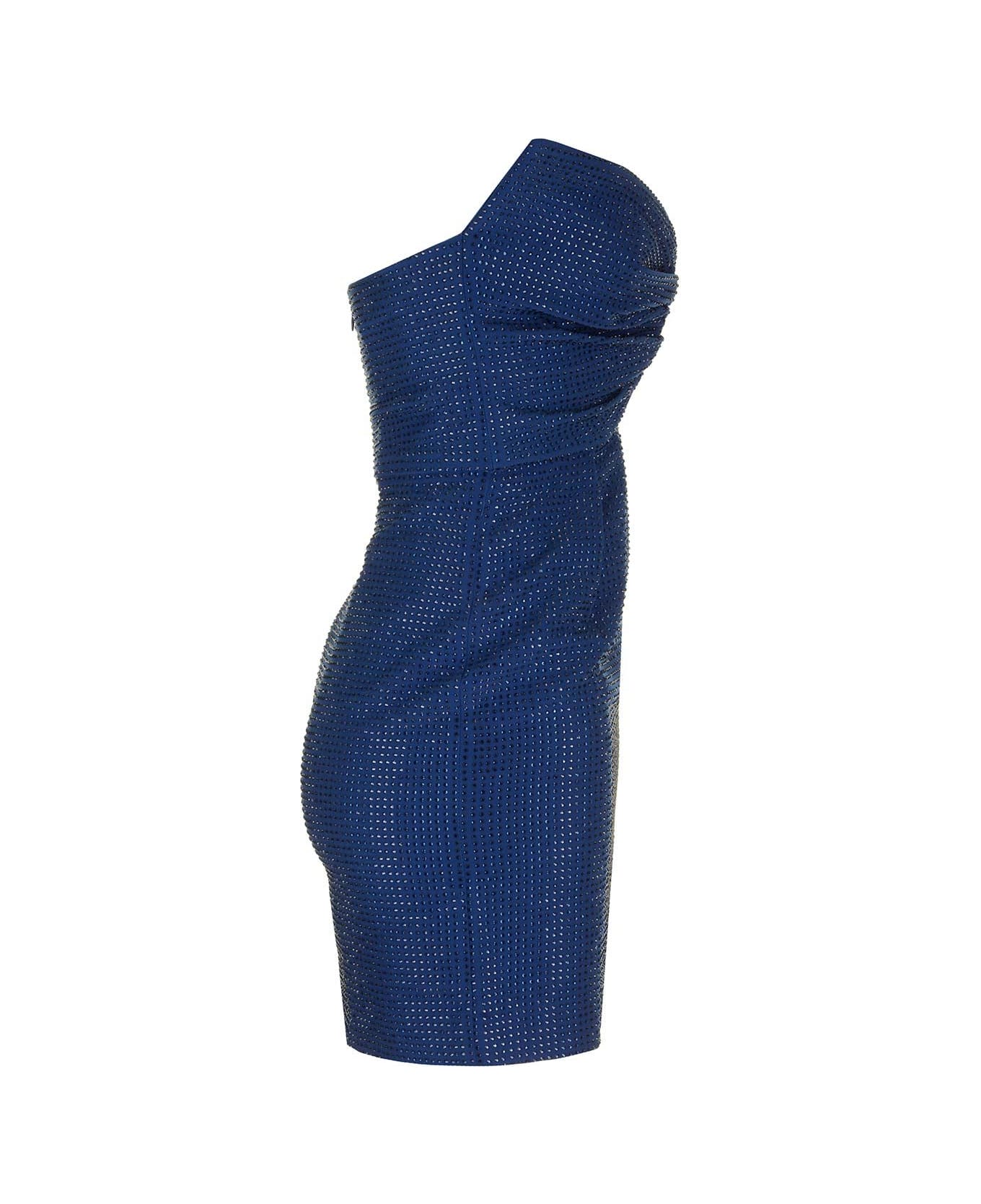 Roland Mouret "diamante" Strapless Mini Dress - Blue