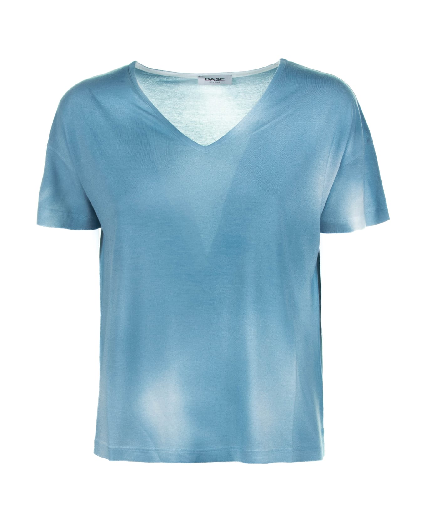 Base Sky T-shirt With V-neck - Blu Tシャツ