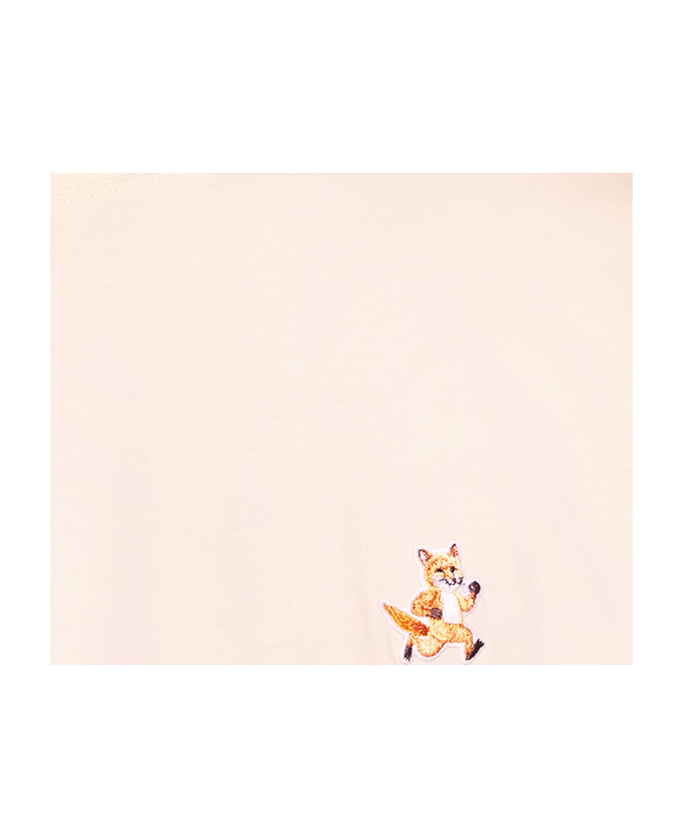 Maison Kitsuné Cotton T-shirt With Iconic Patch On The Front - Beige