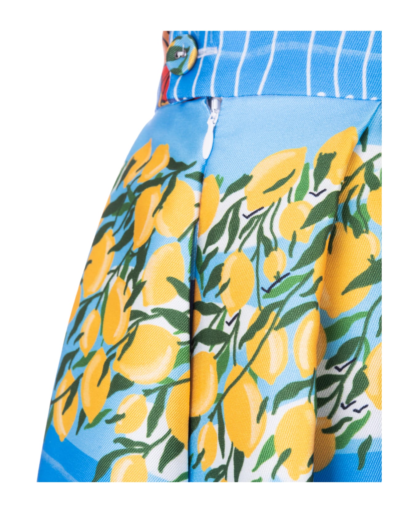 Alessandro Enriquez Blue Bell Long Skirt With Lemons Print - Lime