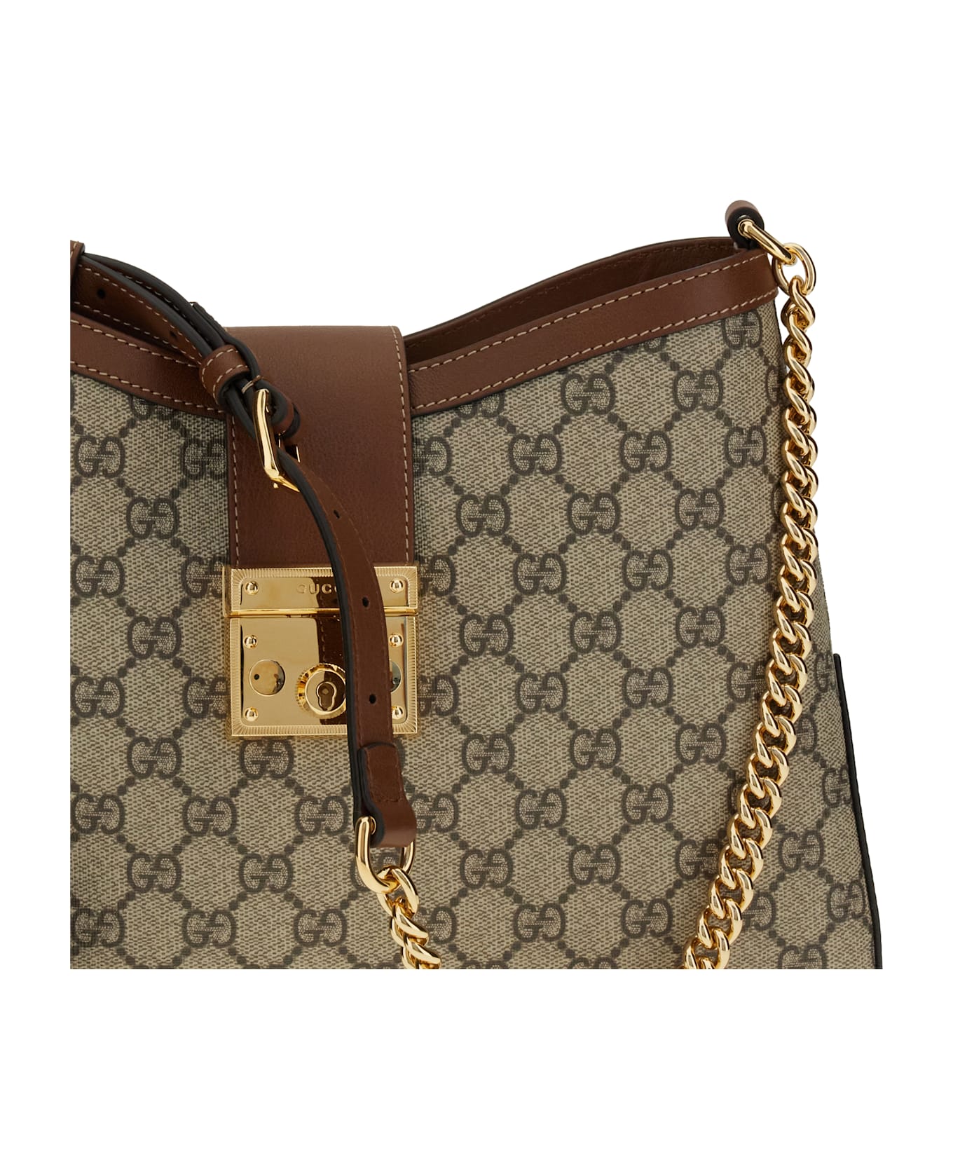 Gucci Large Padlock Shoulder Bag - BROWN