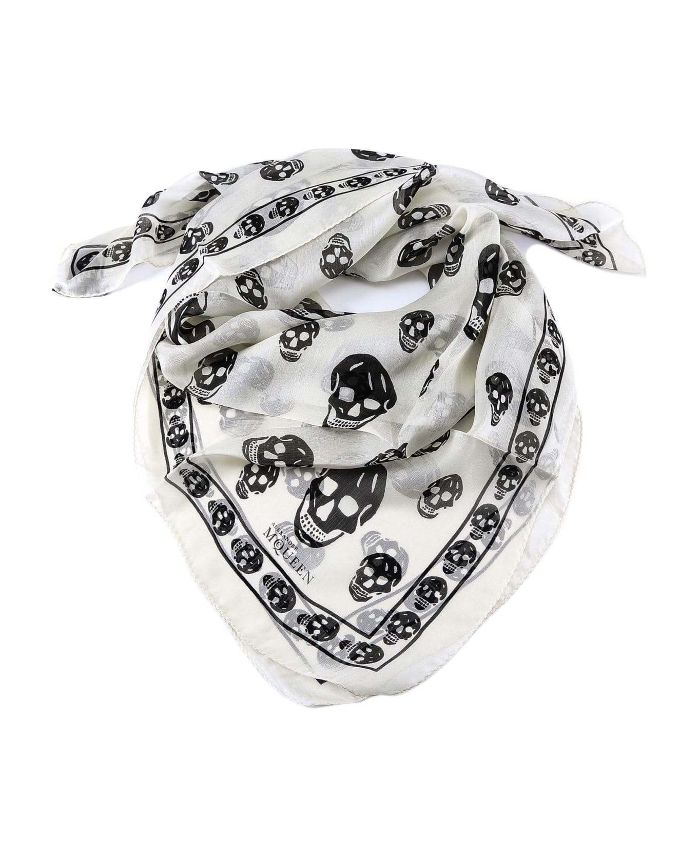 Alexander McQueen Skull Printed Scarf - White スカーフ＆ストール
