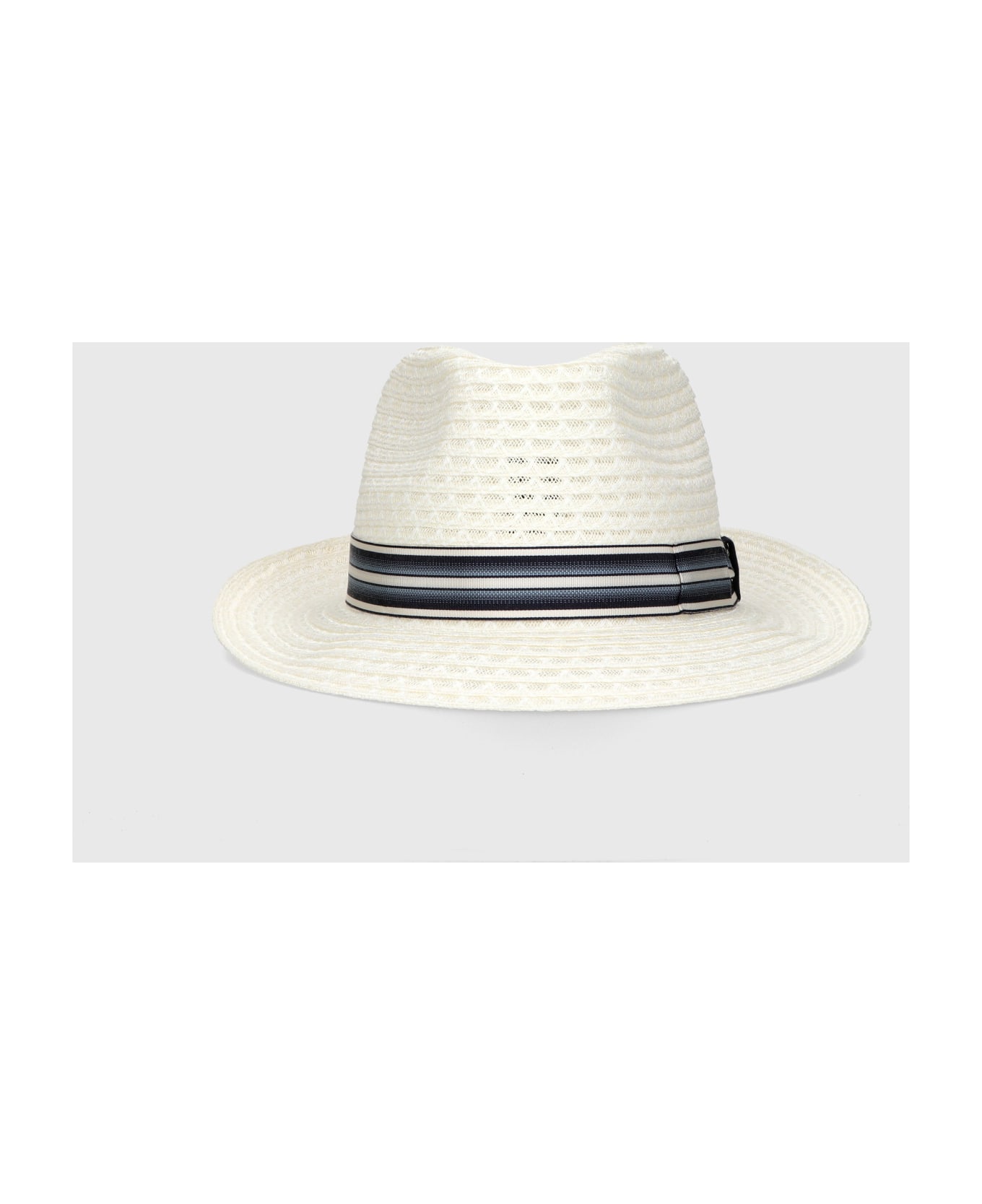 Borsalino Edward Braided Cotton Hemp - CREAM, BLUE/WHITE HAT BAND 帽子