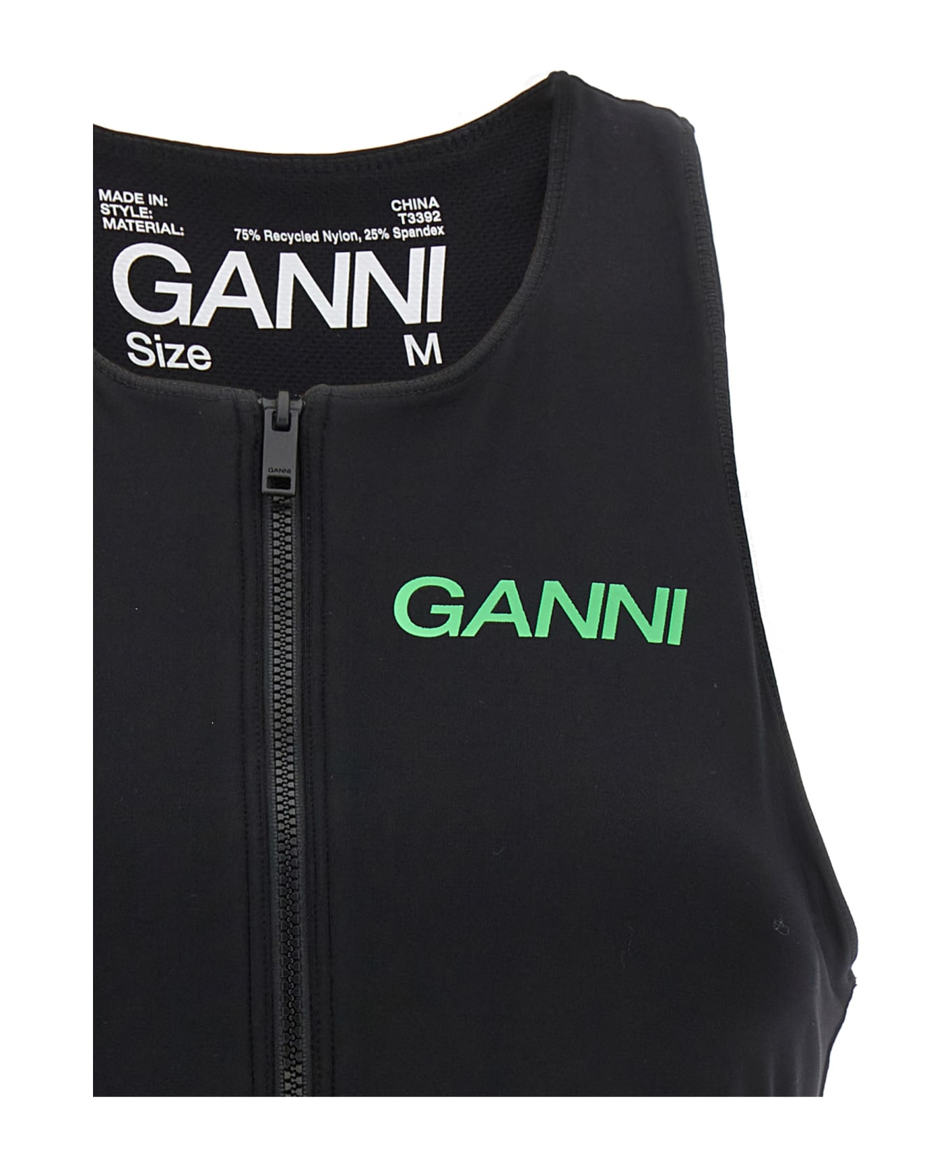 Ganni Logo Sports Top - Black  