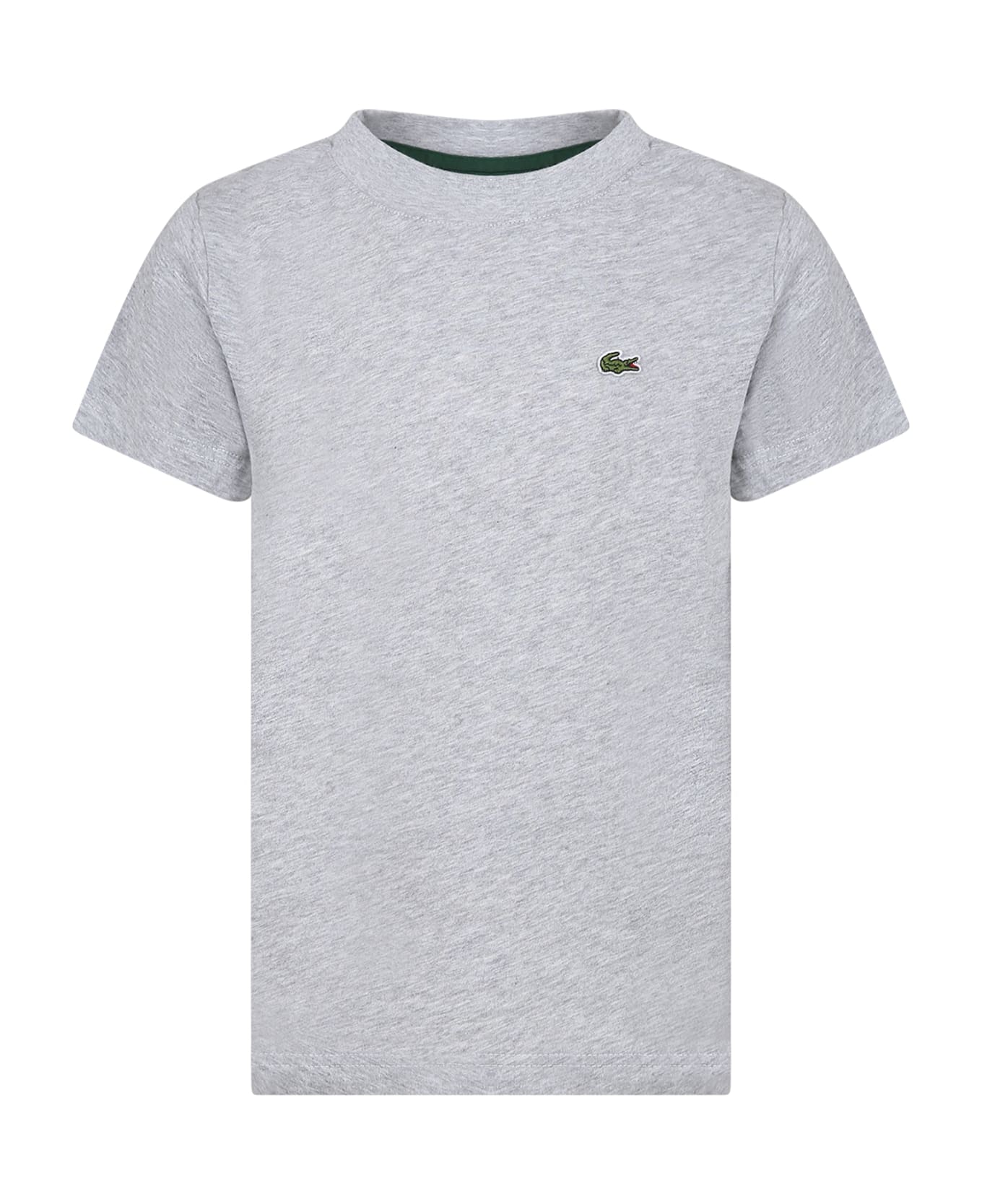 Lacoste Grey T-shirt For Boy With Crocodile - Grey Tシャツ＆ポロシャツ