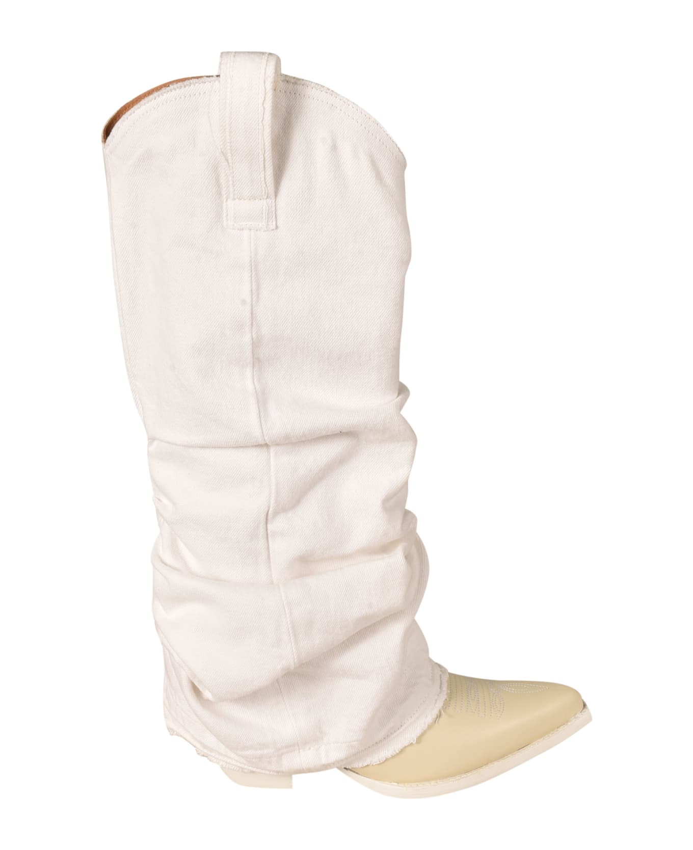 R13 Pointed Toe Mid Cowboy Boots - White