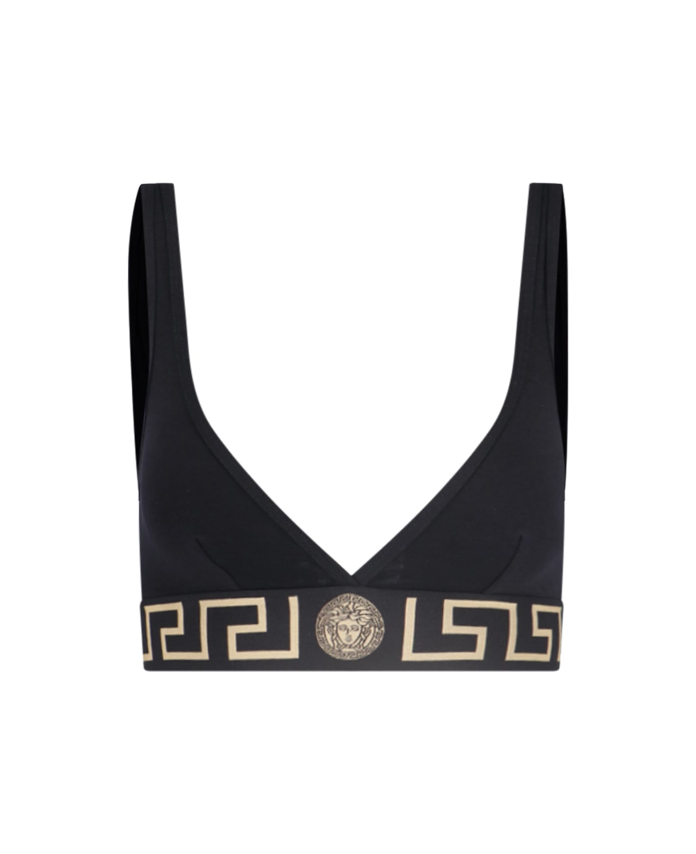 Versace 'greca' Print Triangle Bralette - Black