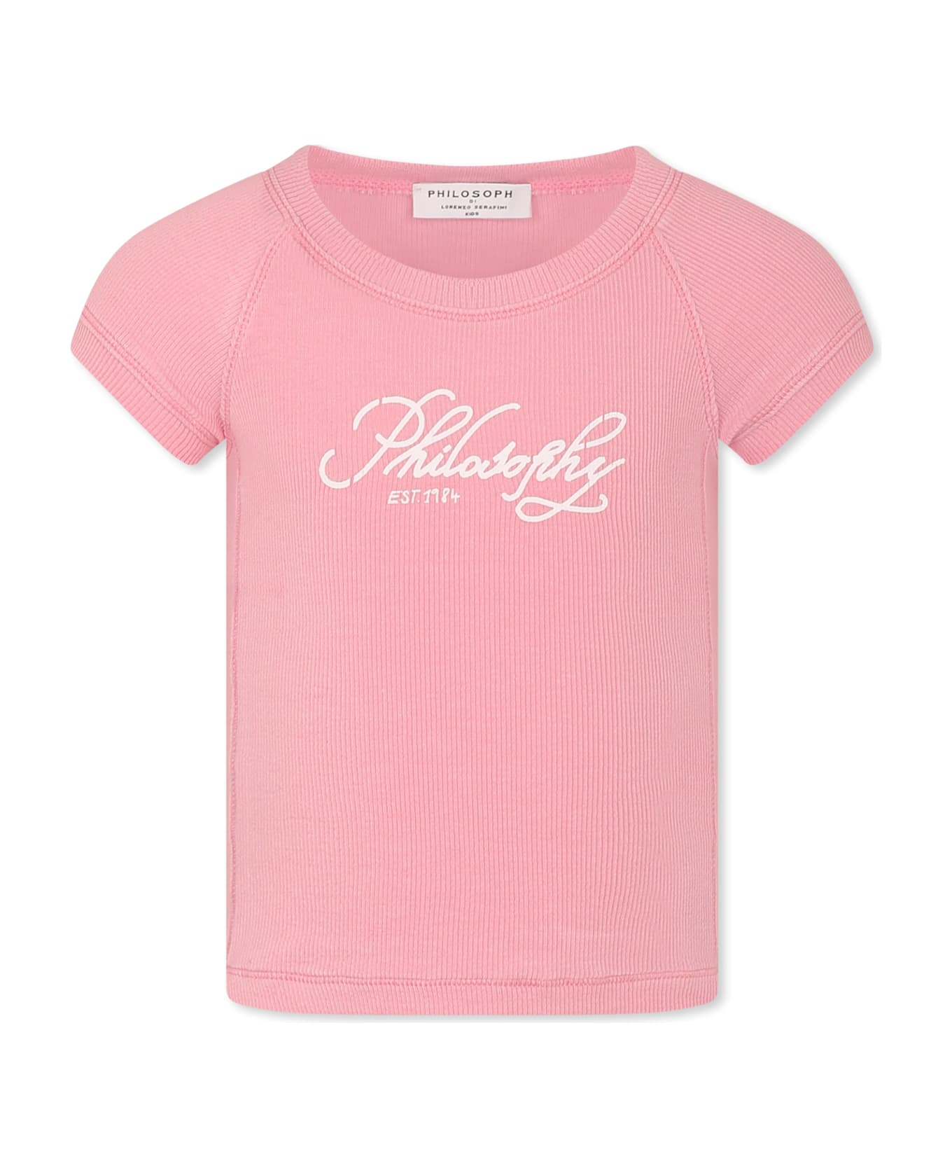 Philosophy di Lorenzo Serafini Kids Pink T-shirt For Girl With Logo - Pink