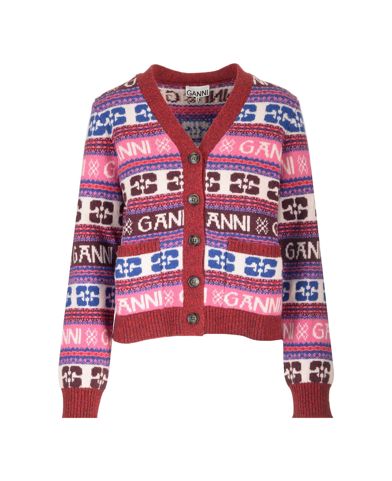 Ganni Recycled Wool Cardigan - Multicolour ニットウェア