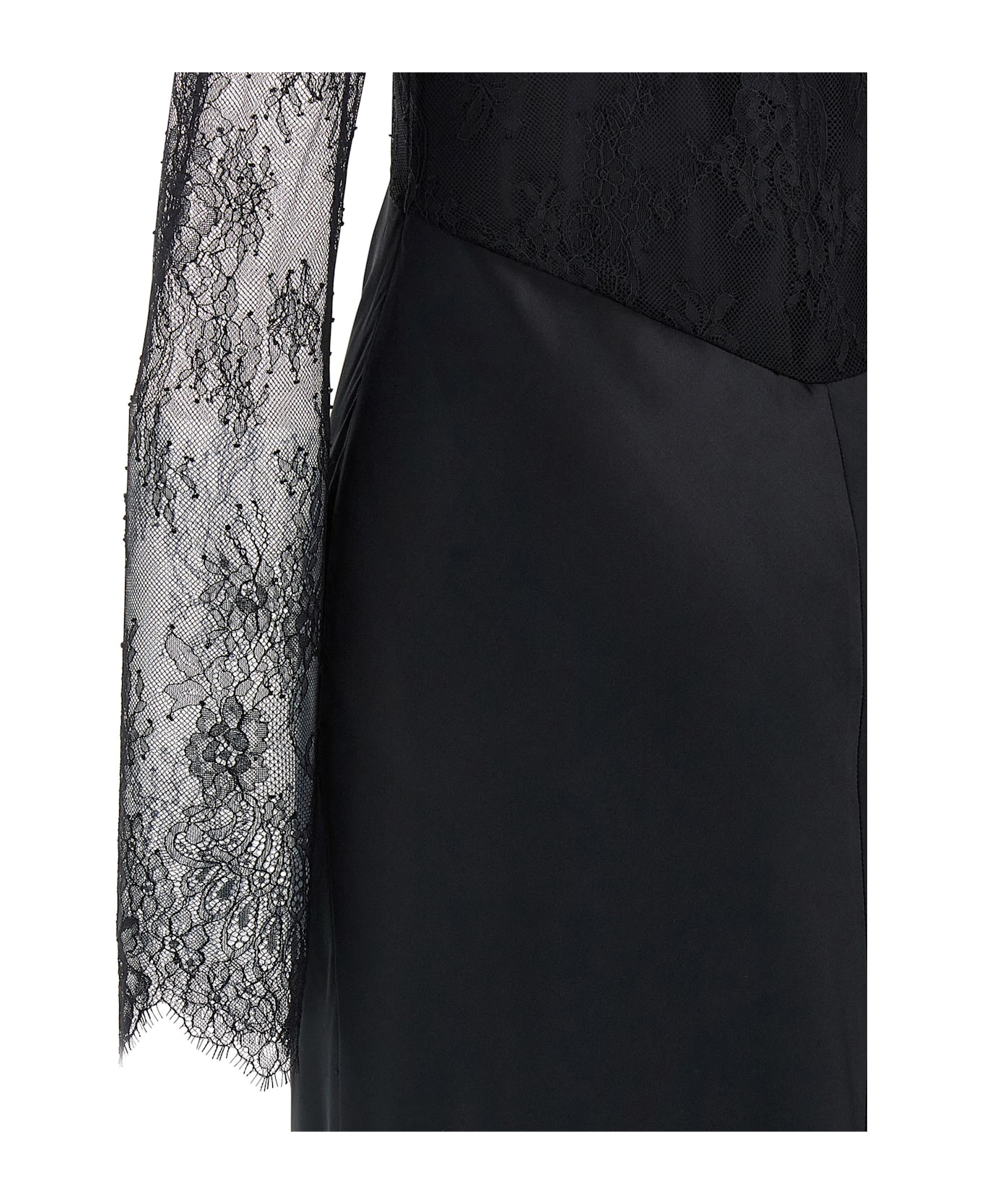 Alberta Ferretti Lace Satin Dress - Black  