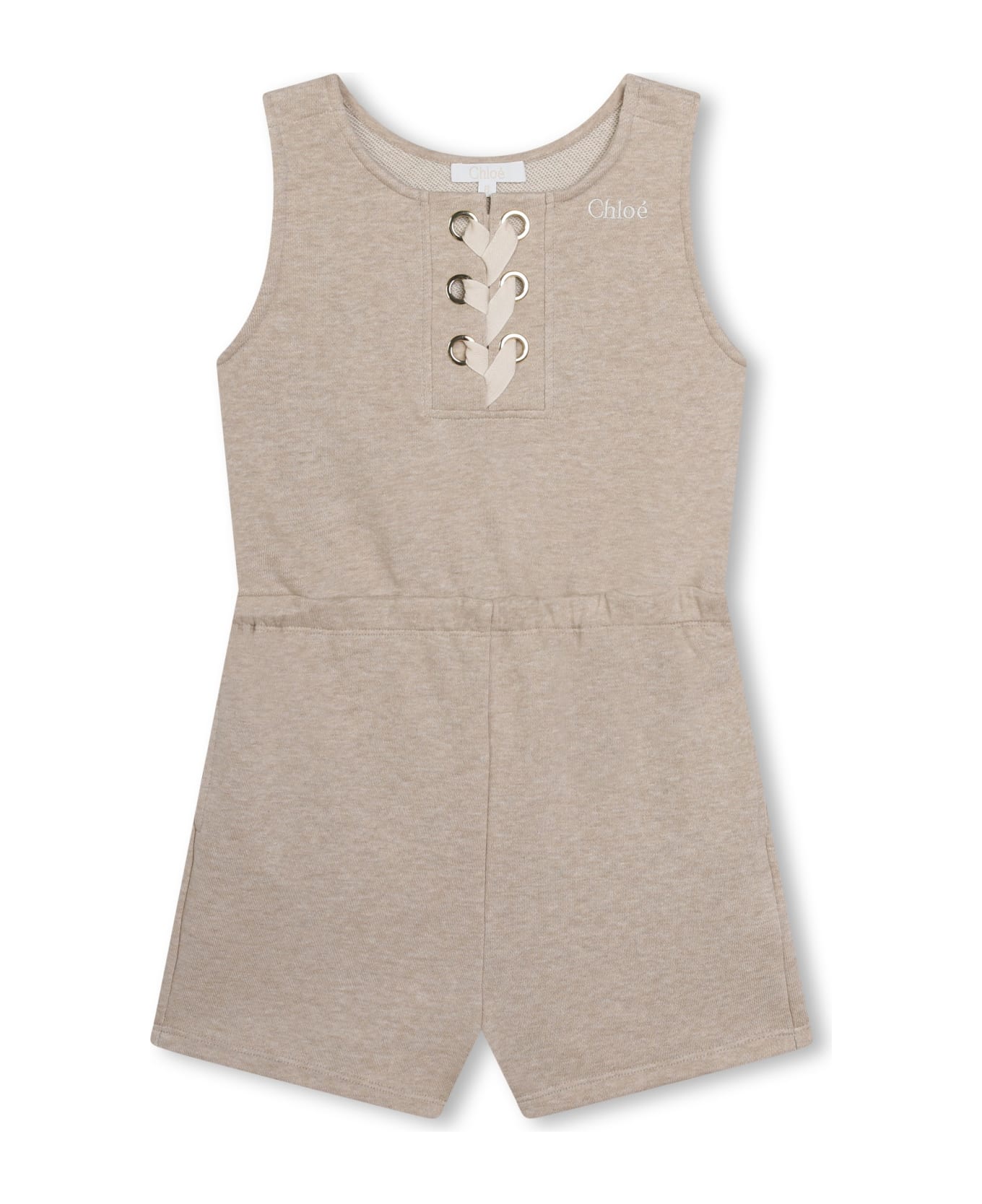Chloé Short Jumpsuit With Embroidery - Beige