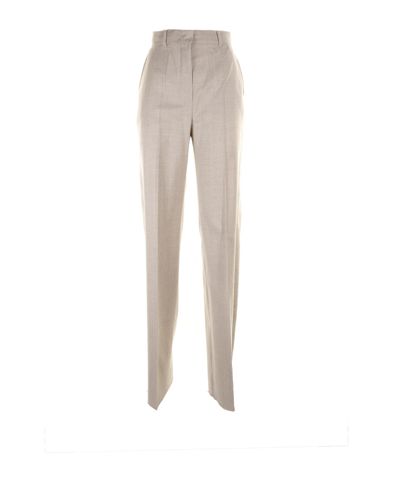 Max Mara Studio High-waisted Trousers In Wool Flannel - GREYGE