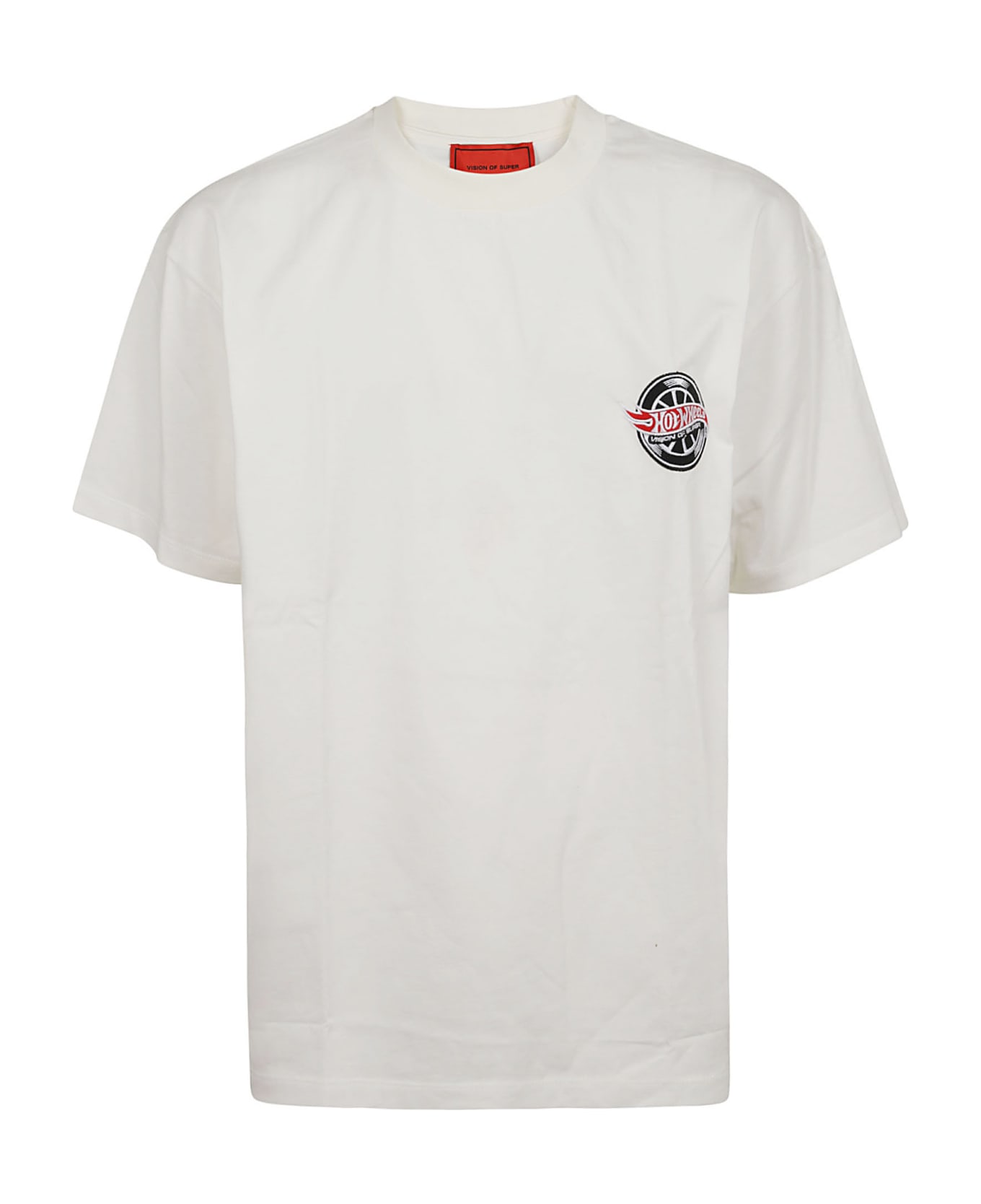 Vision of Super White T-shirt With Red Car Print - White