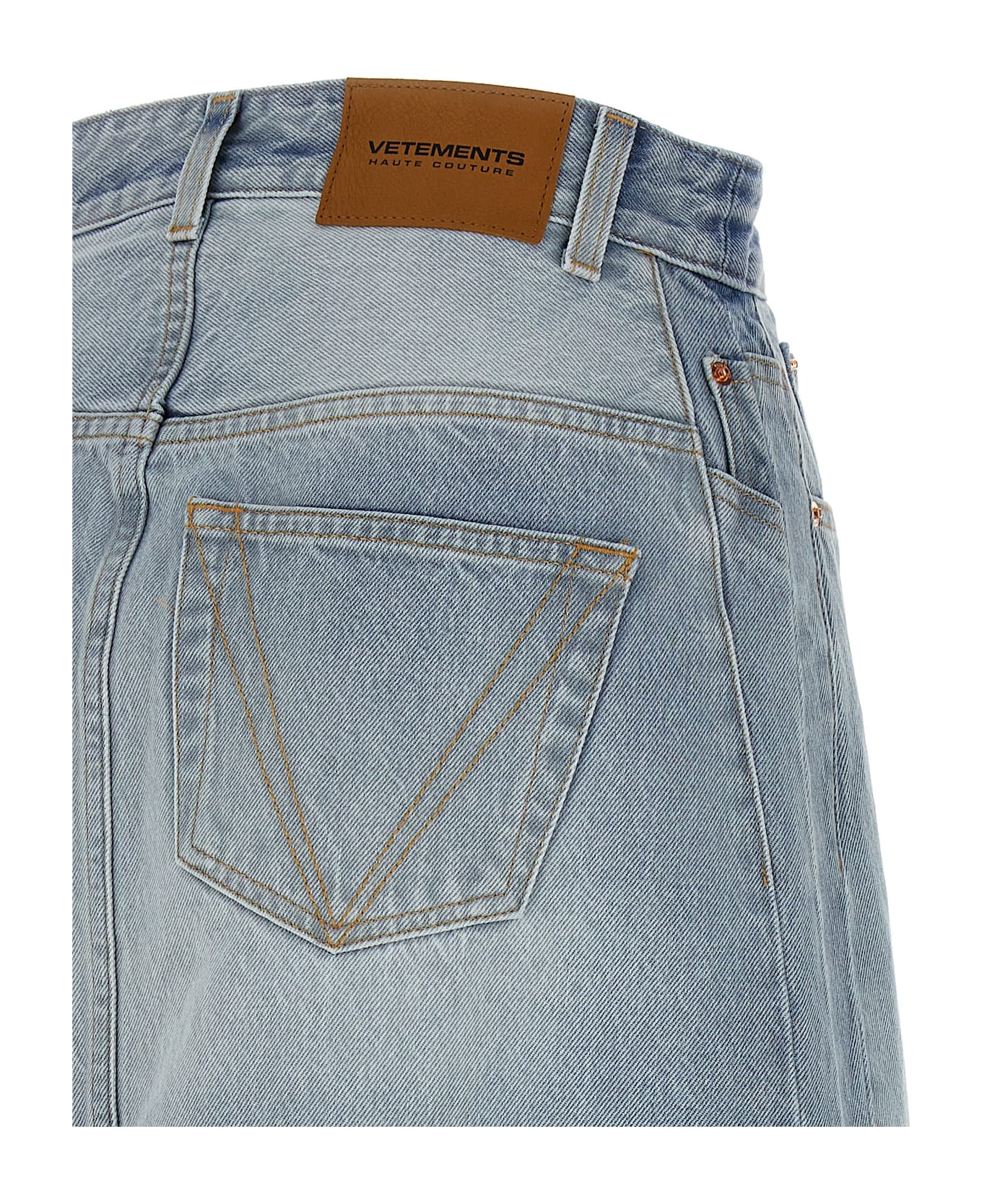VETEMENTS 
destroyed Denim Maxi Skirt
 Skirt - Blue