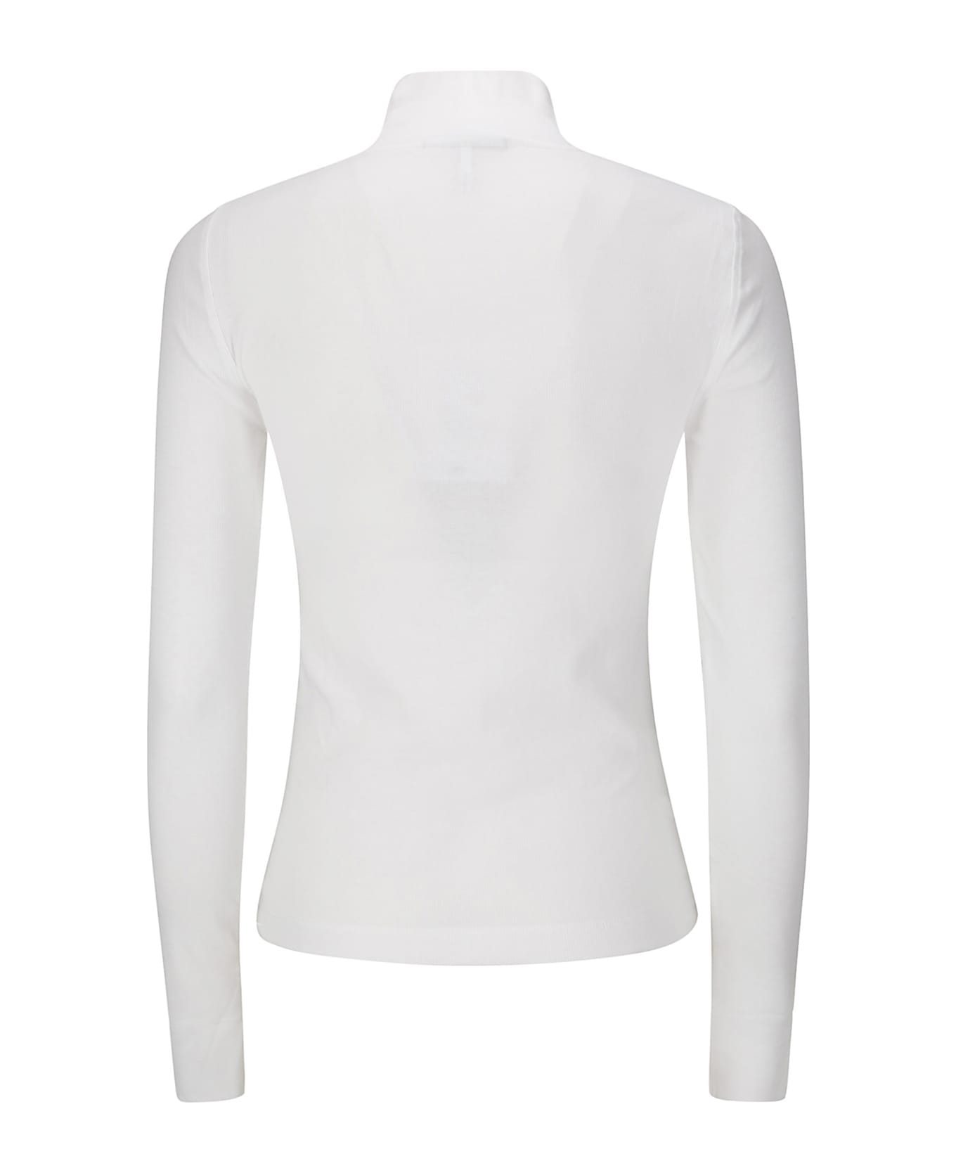 Ganni Soft Cotton Rib Long Sleeve T-shirt - BRIGHT WHITE