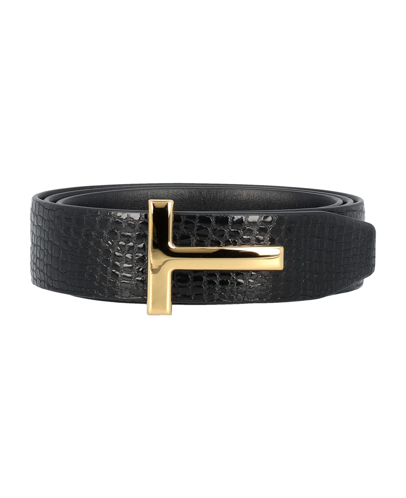 Tom Ford T Belt Reversible Printed Lizard - BLACK