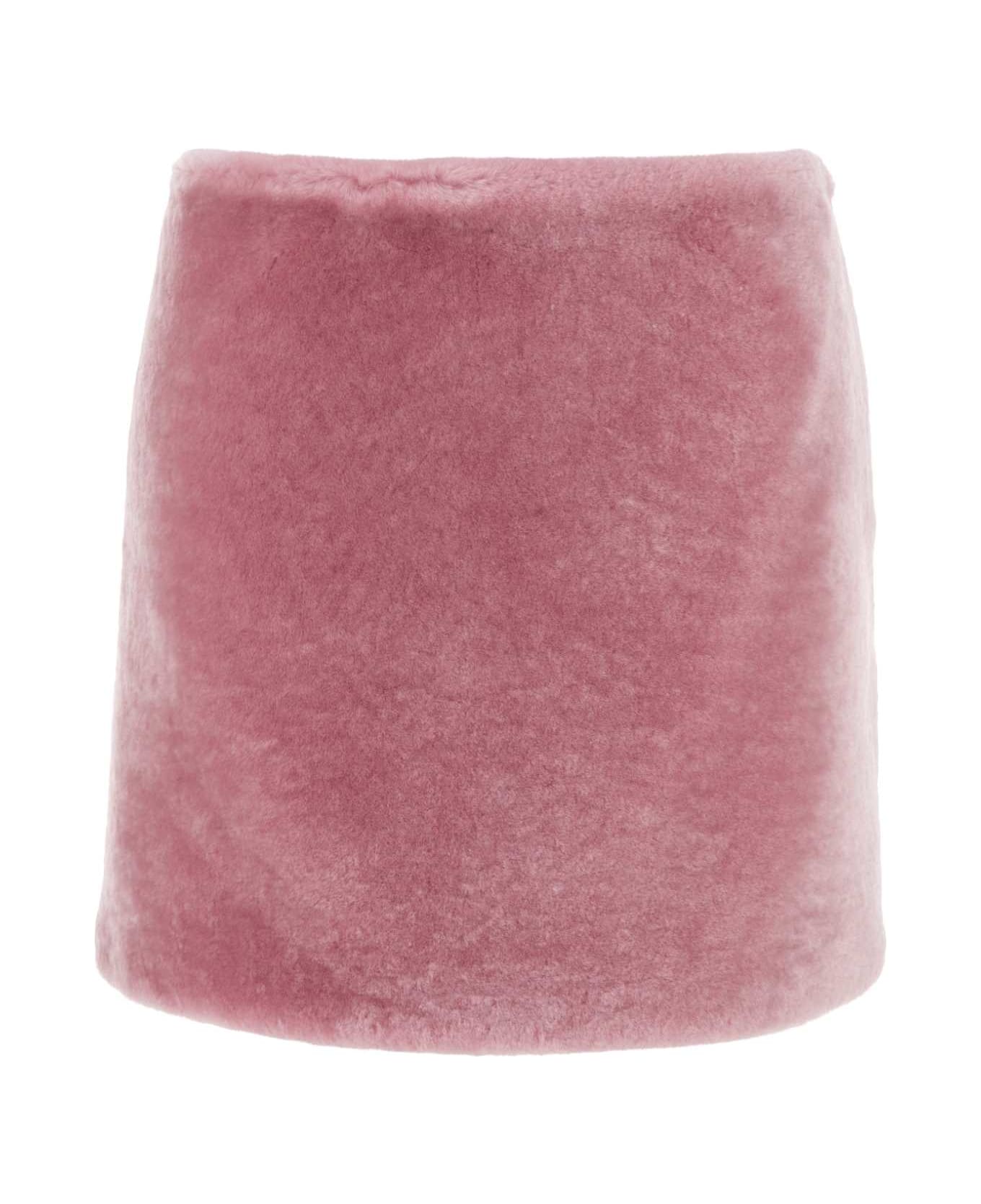 Prada Pink Shearling Skirt - BEGONIA