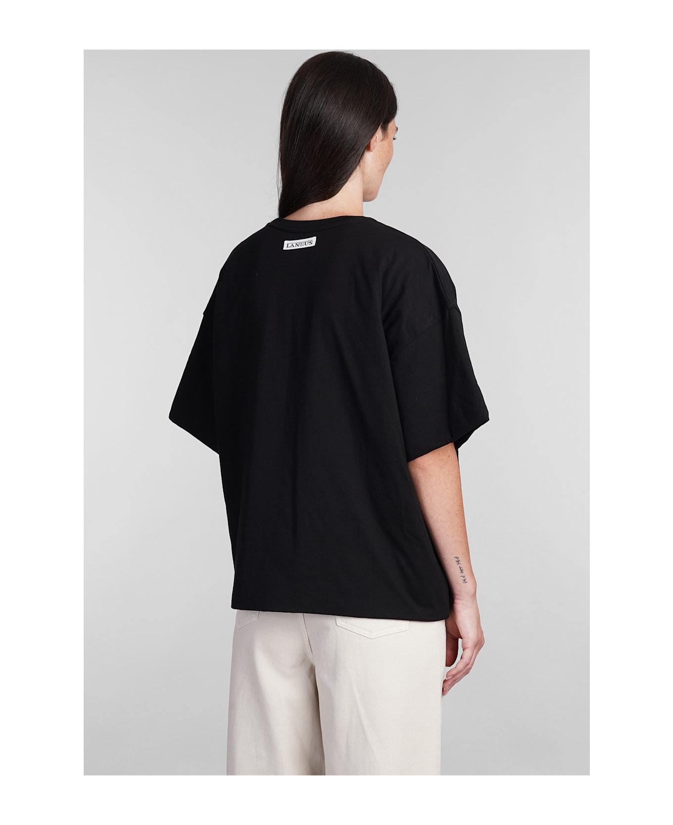 Laneus T-shirt In Black Cotton - black