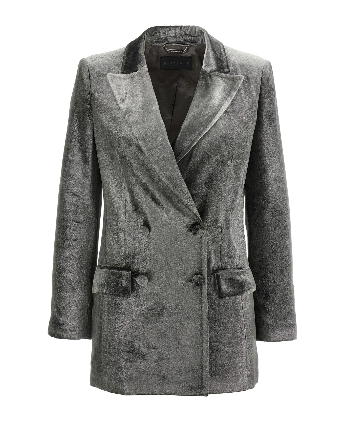 Alberta Ferretti Velvet And Lurex Blazer - Fantasy Grey