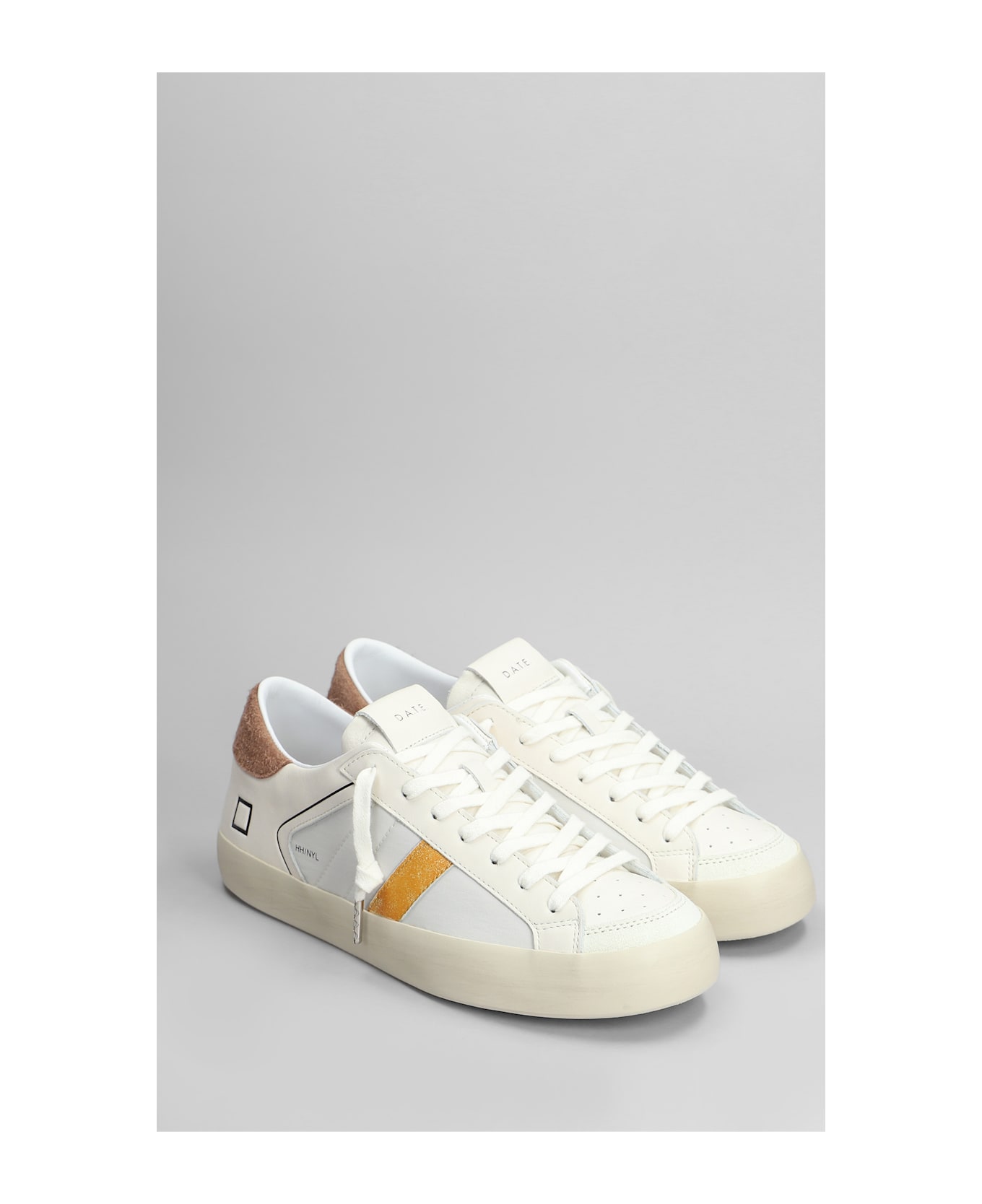 D.A.T.E. Hill Low Sneakers In White Leather - White Brown