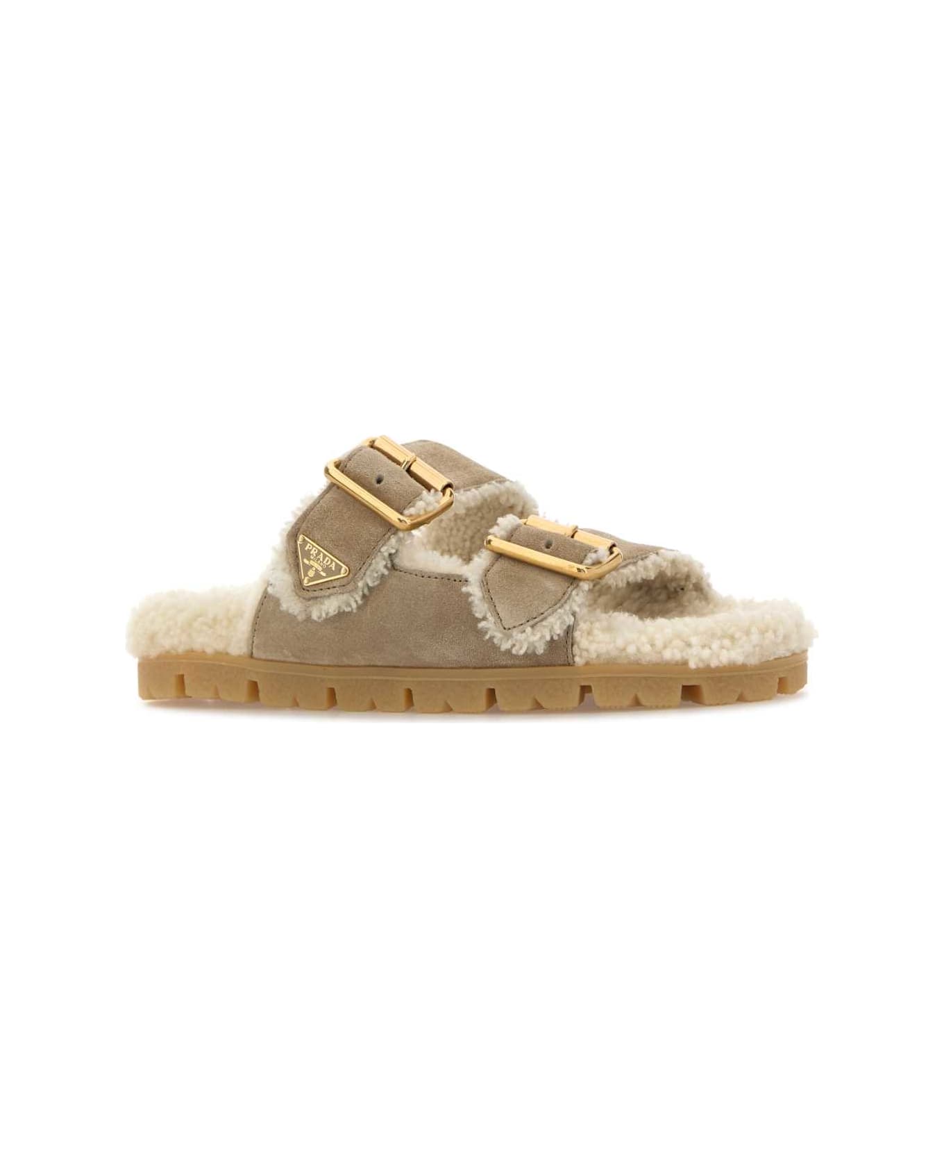 Prada Sand Suede Slippers - DESERTO
