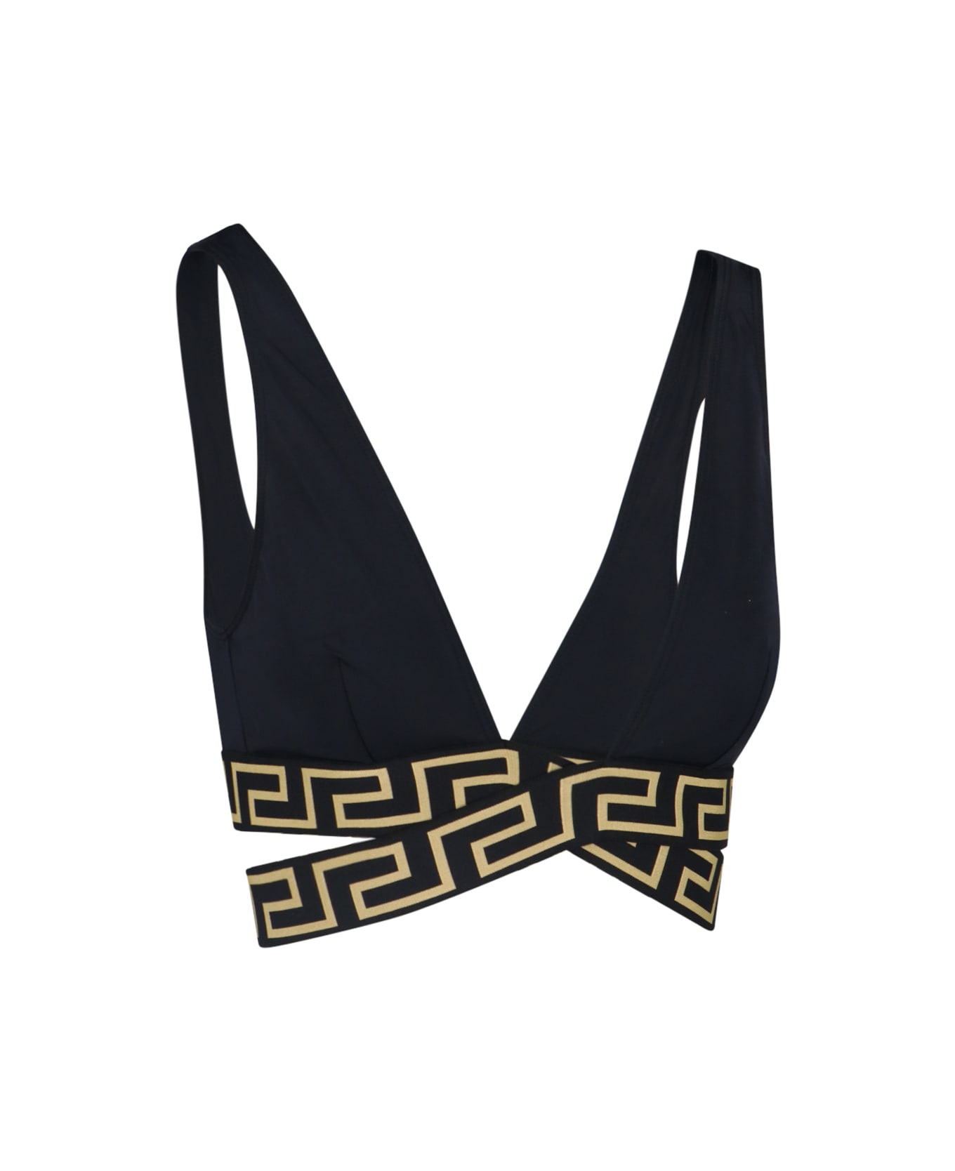 Versace Greek Bikini Top - Black