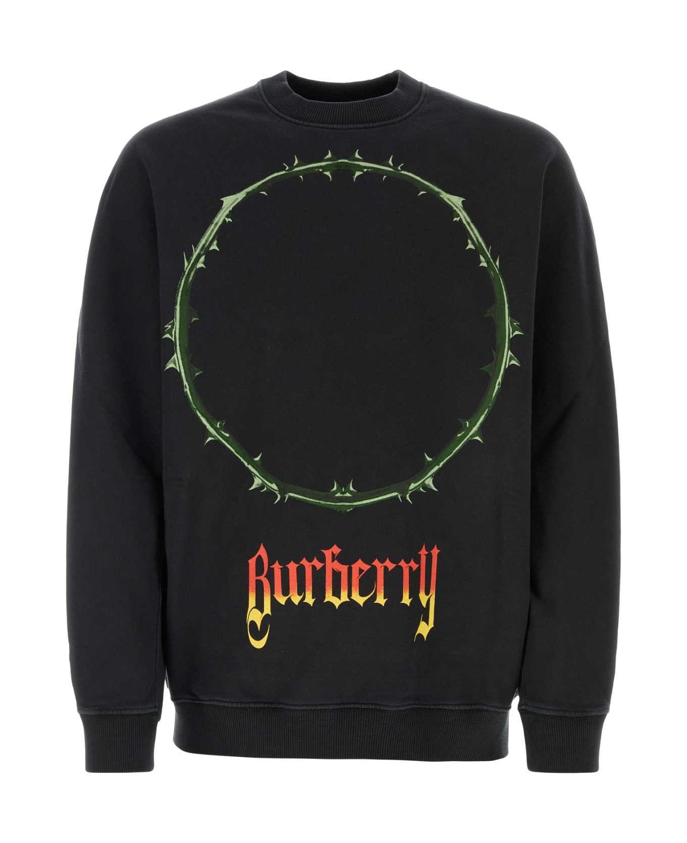 Burberry Black Cotton Oversize Sweatshirt - BLACK フリース