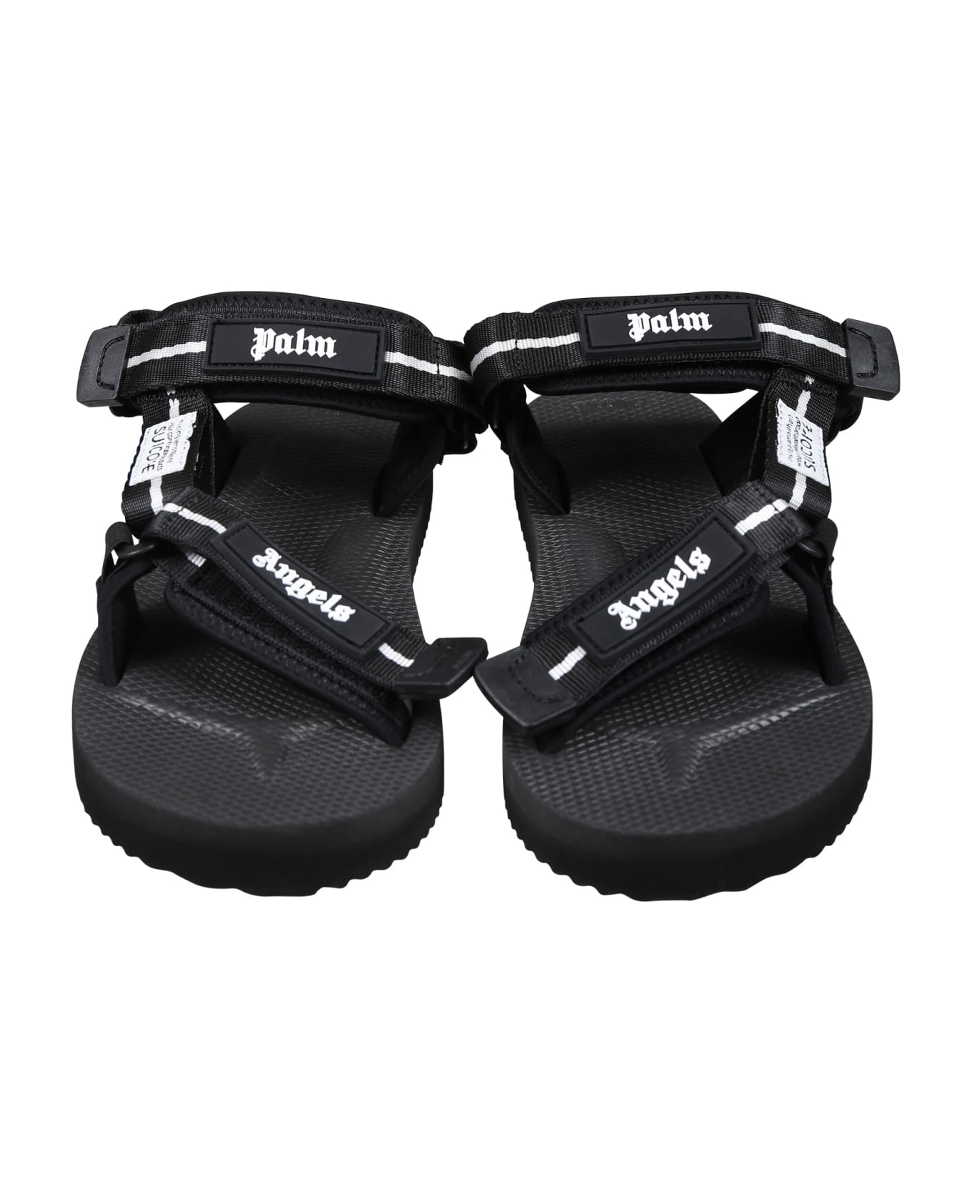 Palm Angels Black Sandals For Kids With Logo - Black シューズ