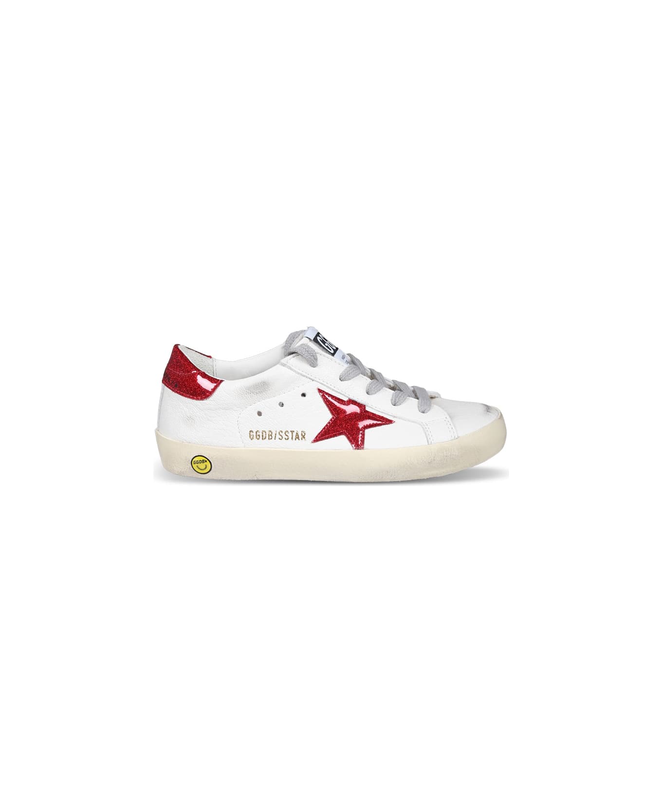 Golden Goose White Suepr Star Sneakers For Girl With Star - White