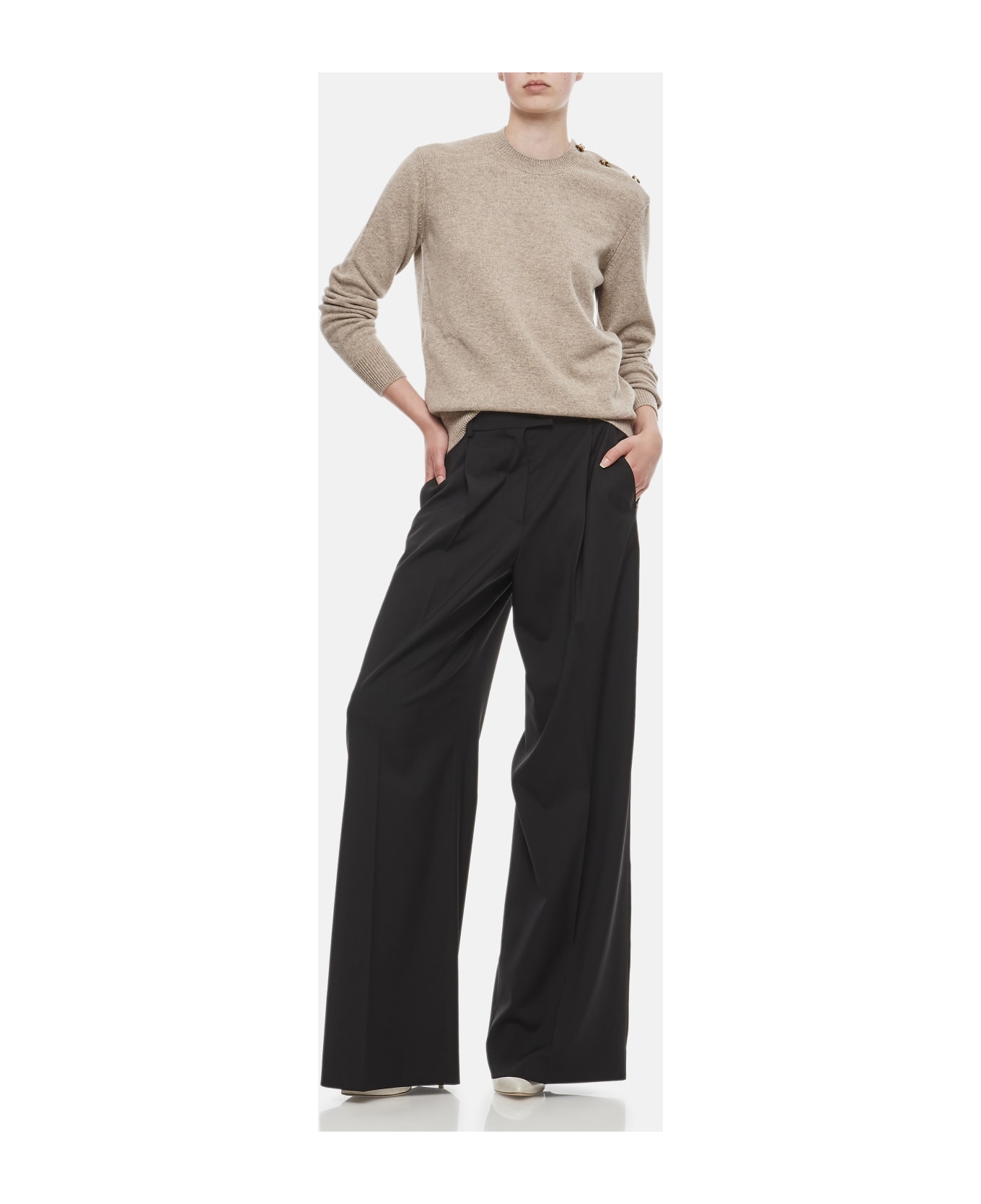 Bottega Veneta Classic Cashmere Sweater With Knot Buttons - Beige