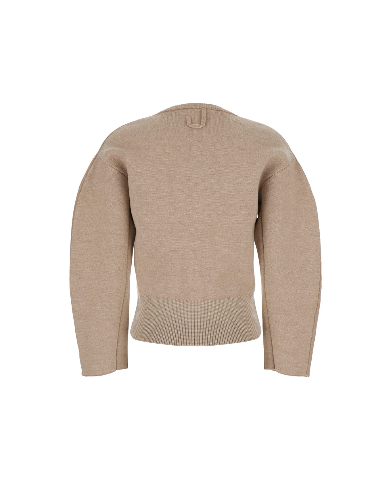 Jacquemus 
le Gilet Doppio
 Beige Cardigan With Round Neck And Ribbed Trims In Wool Blend Stretch Woman - Beige