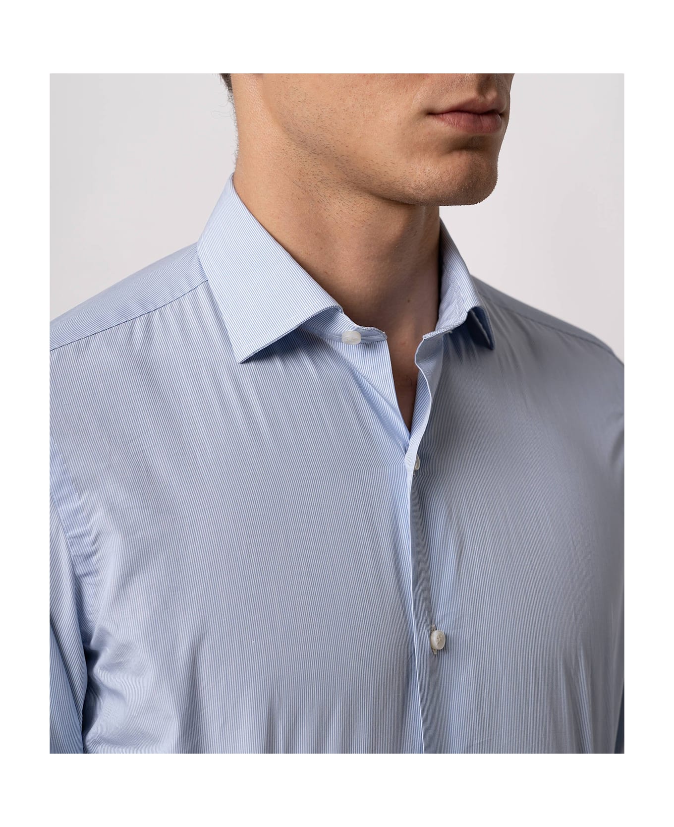 Larusmiani Tailored Cotton Shirt Mayfair Shirt - SkyBlue