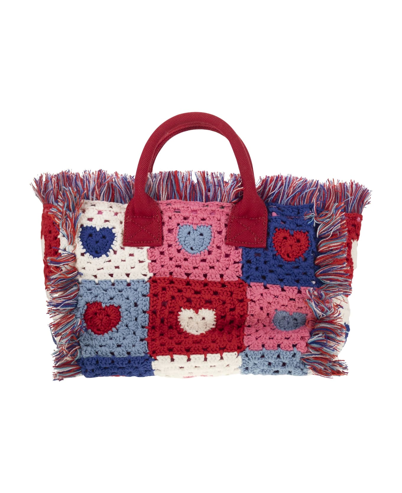 MC2 Saint Barth Colette Crochet - Handbag With Crochet Flower Patch - Red
