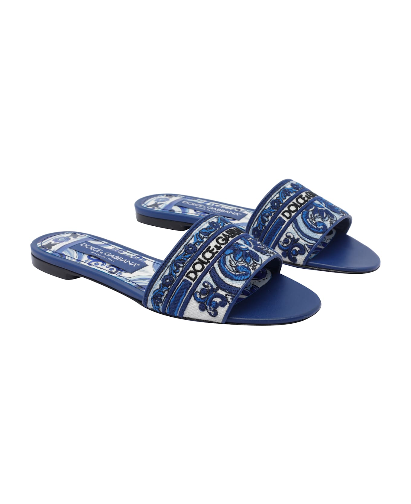 Dolce 
Gabbana Embroidered Logo Slides - Blue