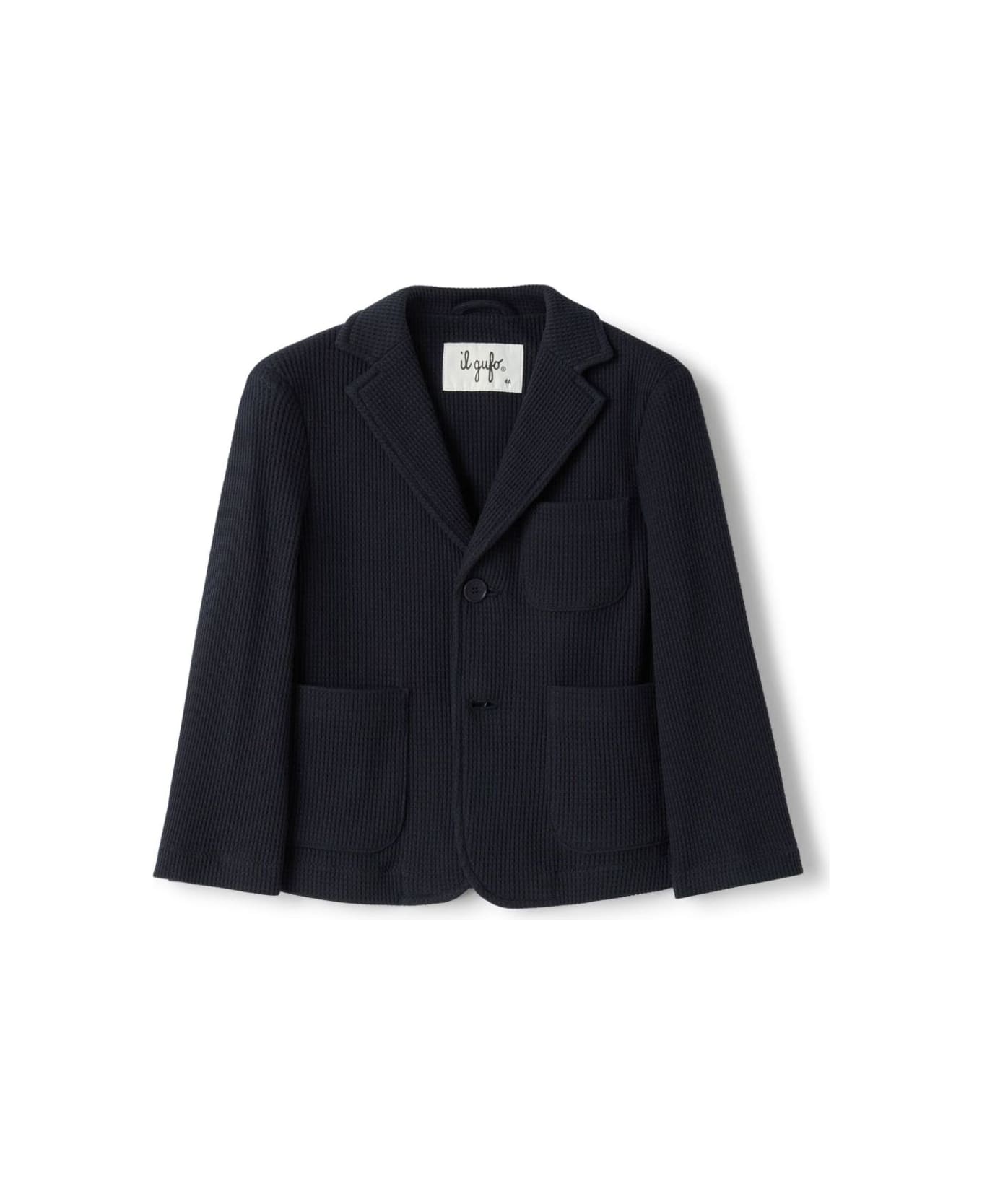 Il Gufo Blue Jacket With Classic Lapels And Chest Pocket In Cotton Boy - Blu