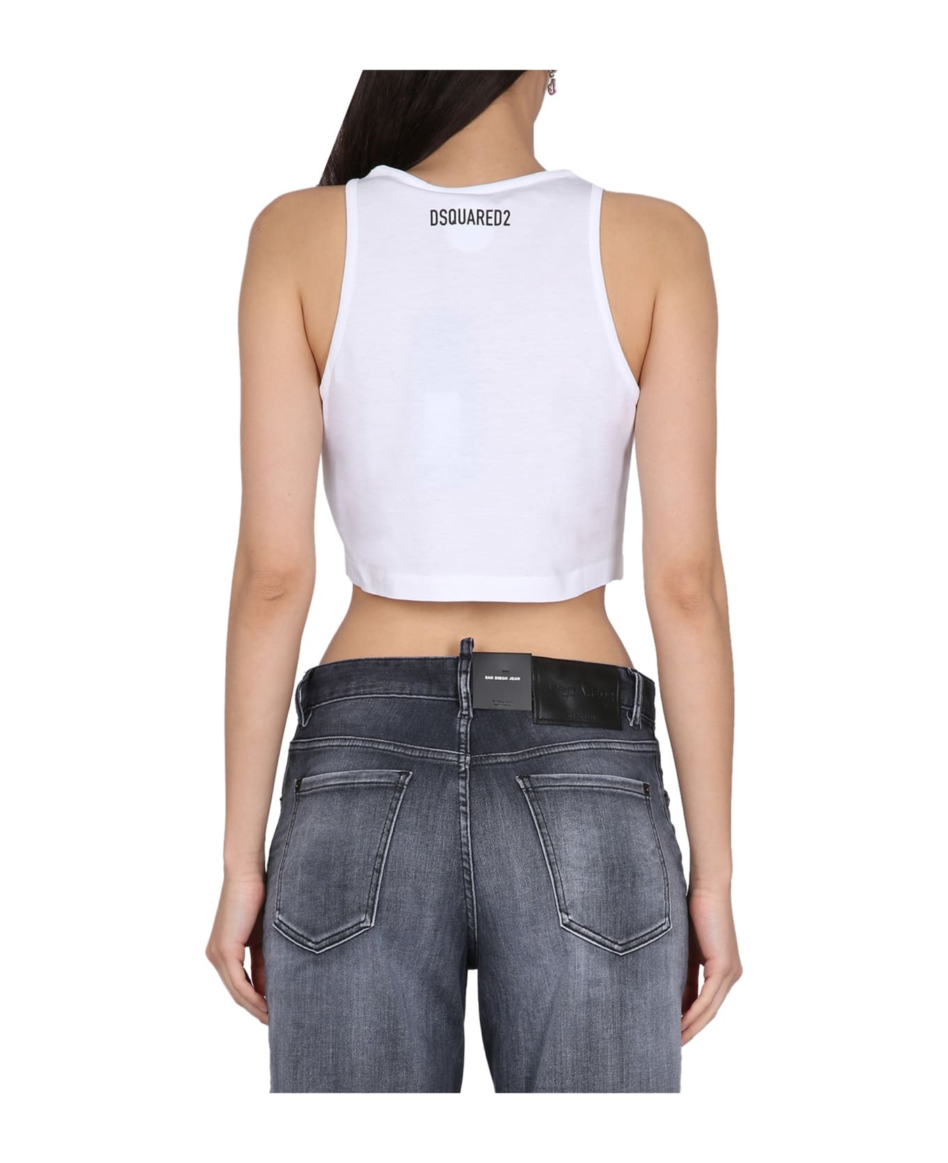 Dsquared2 Crop Top With Logo - White タンクトップ