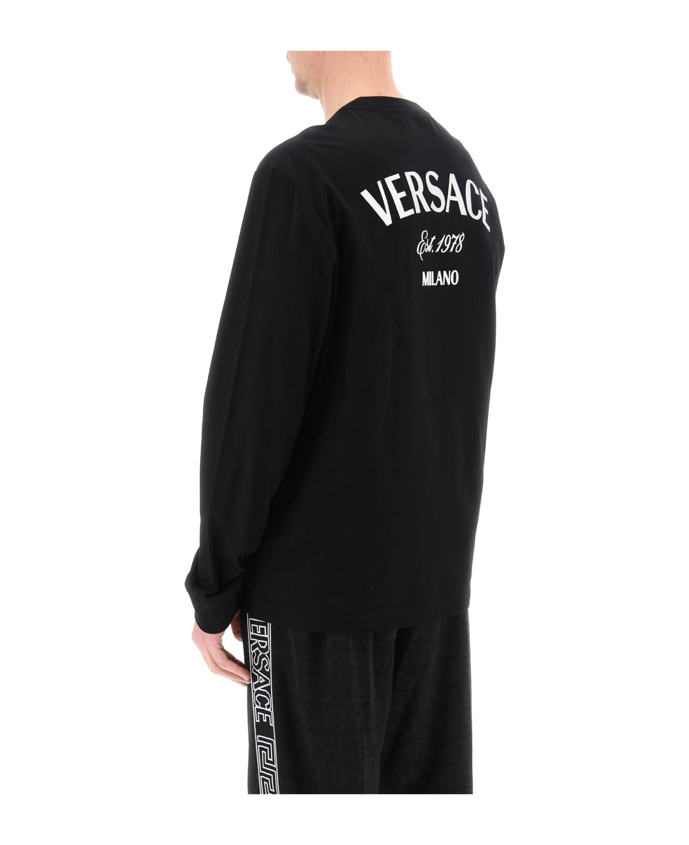 Versace Milano Stamp Long-sleeved T-shirt - Black フリース