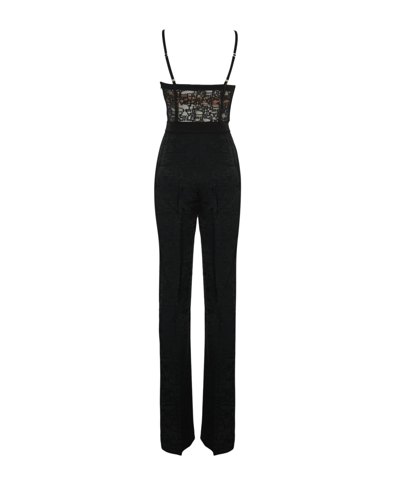 Elisabetta Franchi Lettering Jacquard Crepe Jumpsuit - Nero