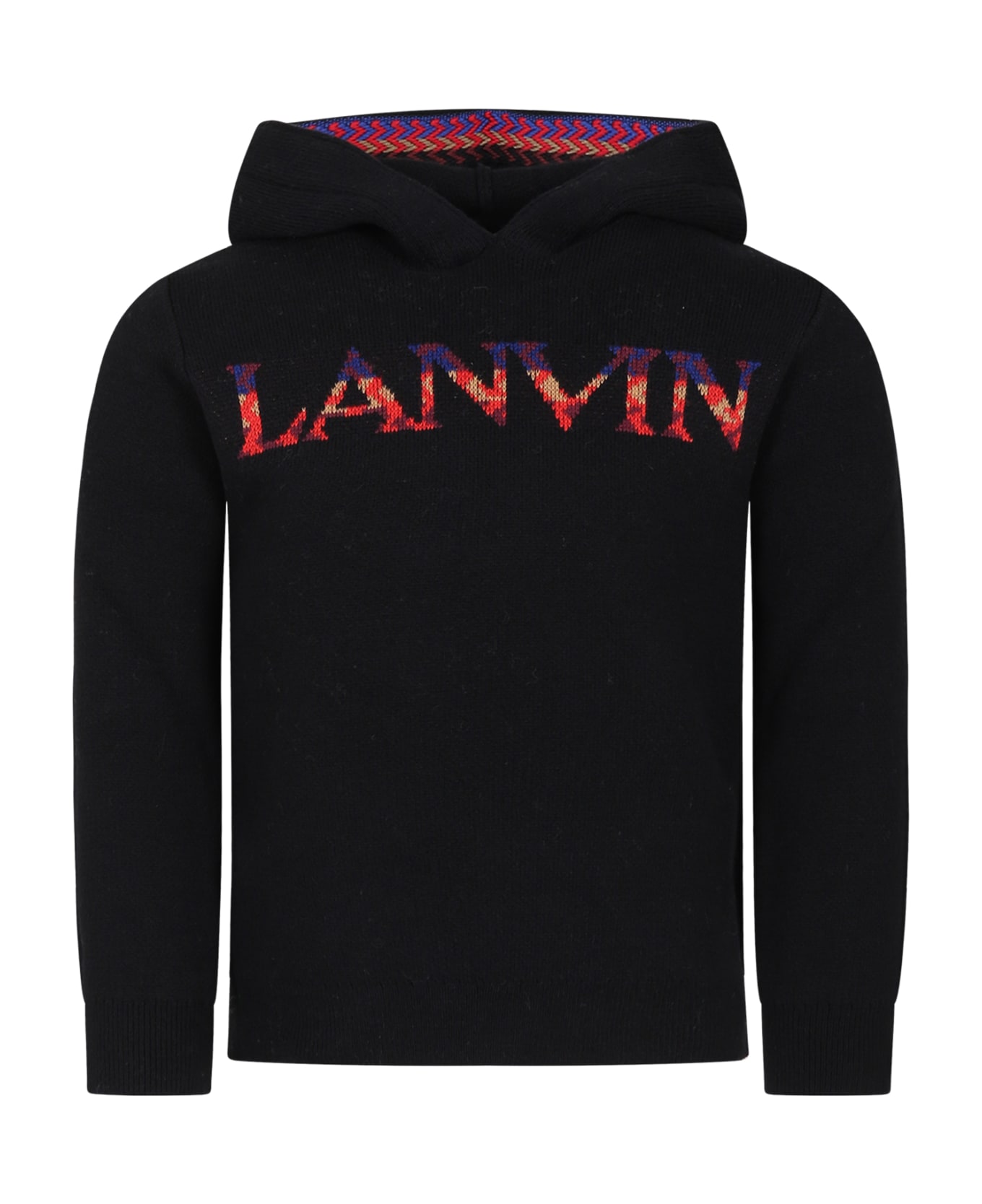Lanvin Black Sweater With Logo For Boy - B Nero ニットウェア＆スウェットシャツ